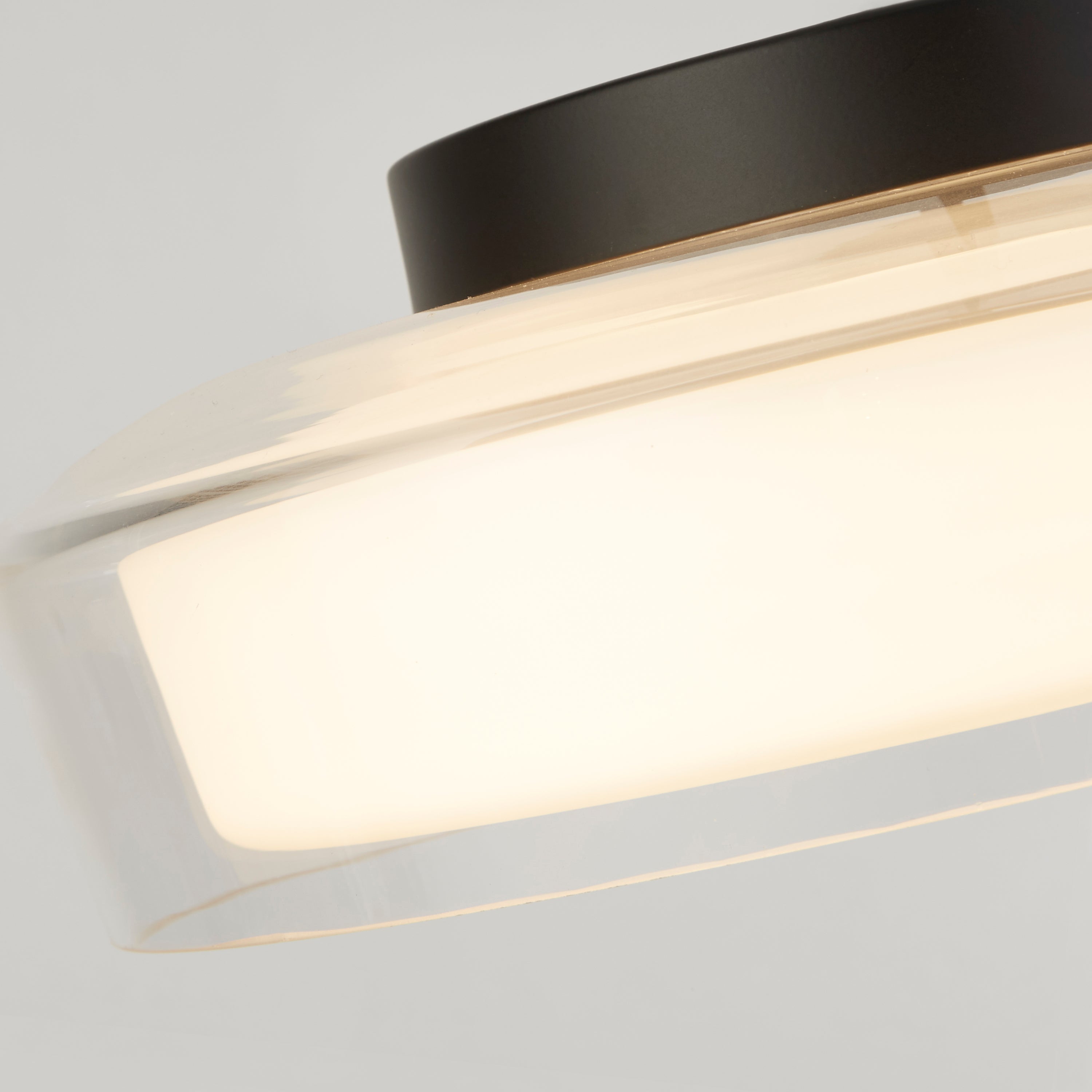 Searchlight Puck Black Flush With Clear & Opal Glass