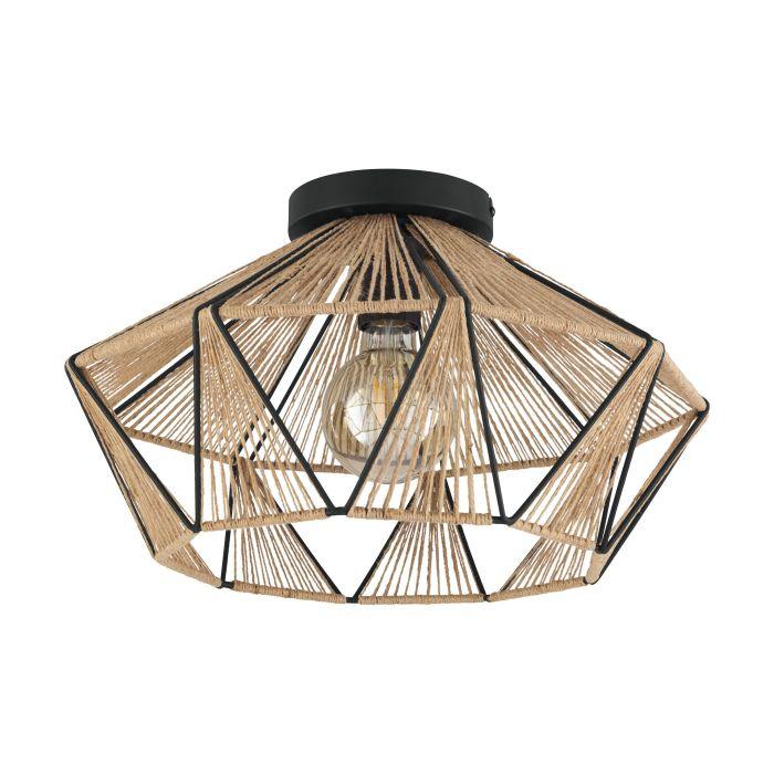 eglo adwickle flush black metal hemp ceiling light living room image