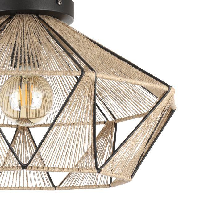 eglo adwickle flush black metal hemp ceiling light kitchen lighting 