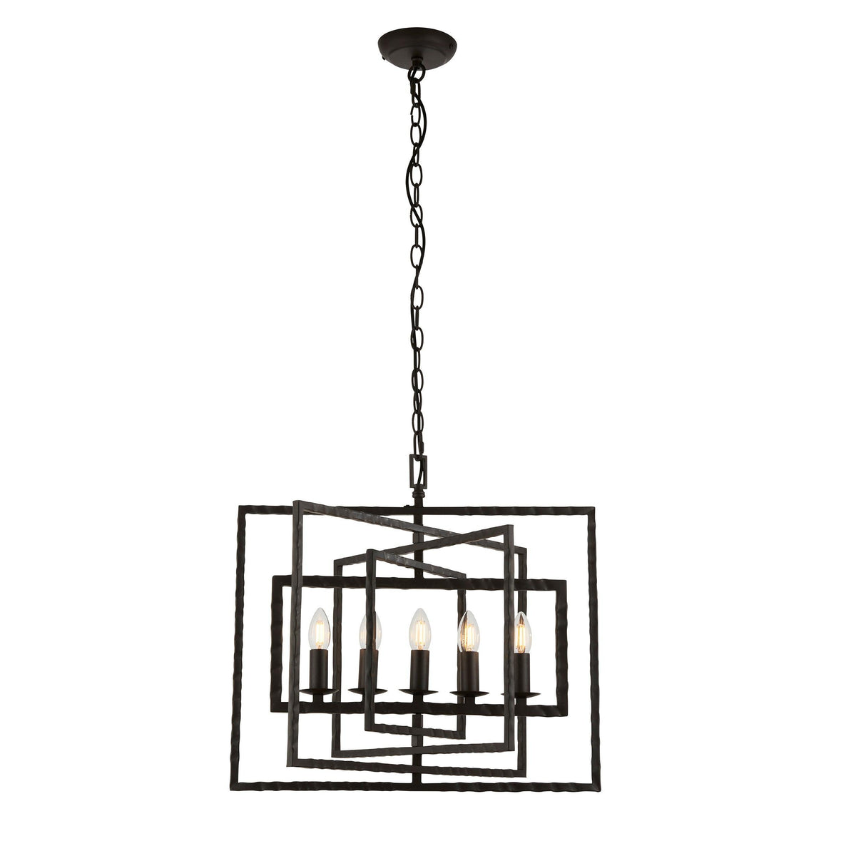 Endon Tibbet 5 Light Hammered Bronze Ceiling Pendant-OB-180926
