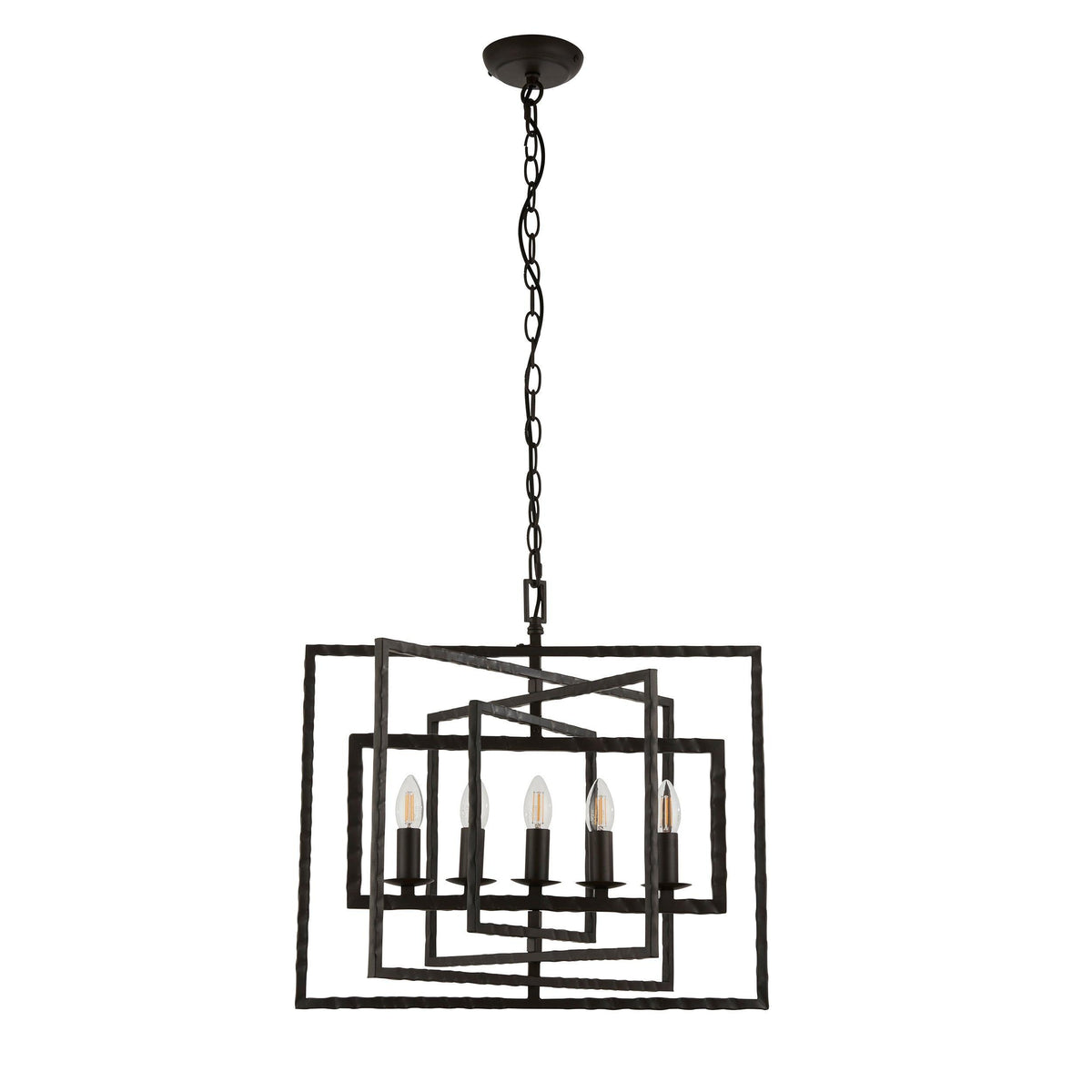 Endon Tibbet 5 Light Hammered Bronze Ceiling Pendant-OB-180926