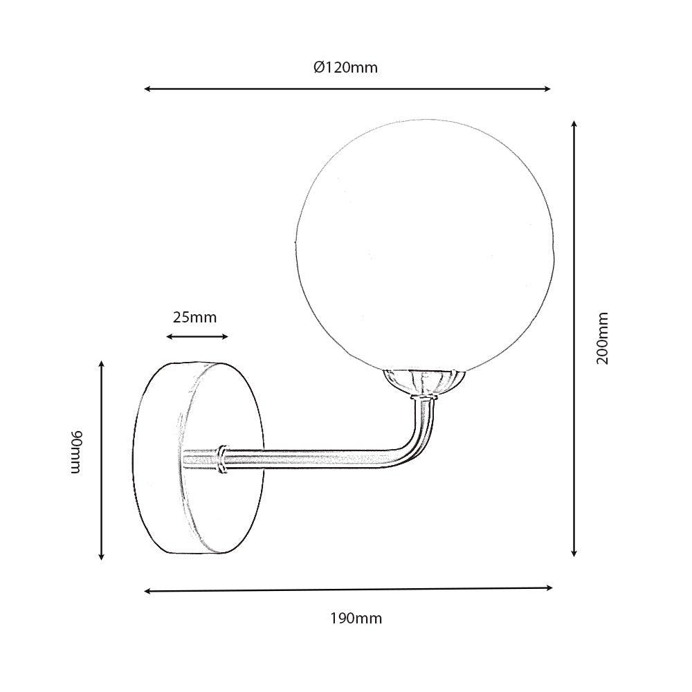 Flaxton Satin Nickel Wall Light With Opal Globe Shade-clearance
