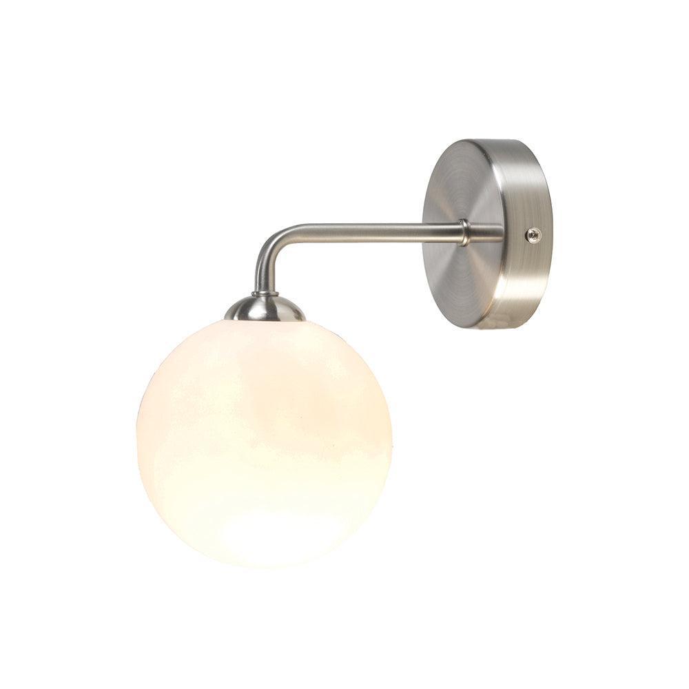 Flaxton Satin Nickel Wall Light With Opal Globe Shade-clearance