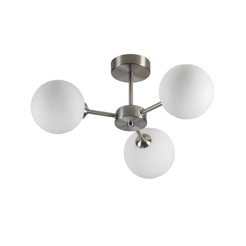 Flaxton 3 Arm Satin Nickel Semi Flush with Opal Glass Shades-warehouse-180926