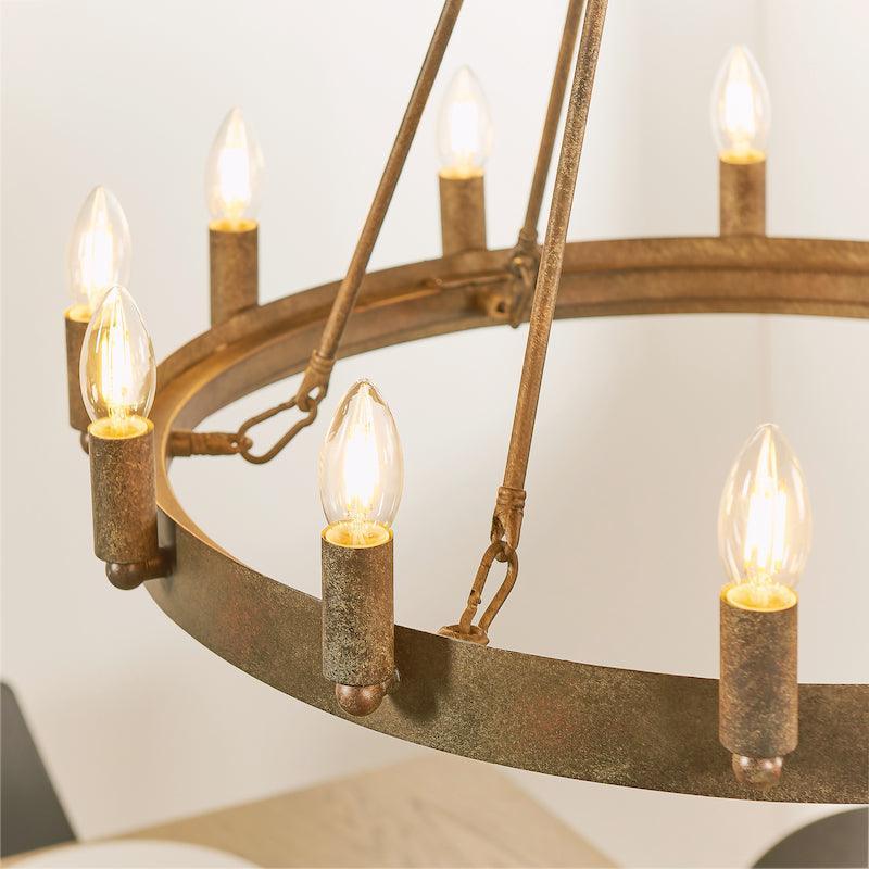 Endon Chevalier 12 Light Aged Metal Pendant Ceiling Light-OPEN-BOX-50-270826