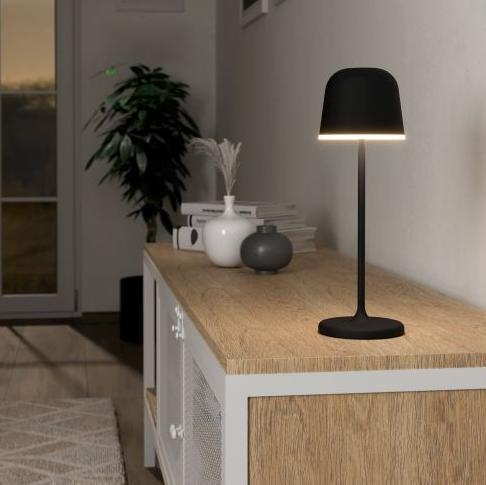 eglo mannera black cordless led outdoor table lamp Hallway Lighting Close up