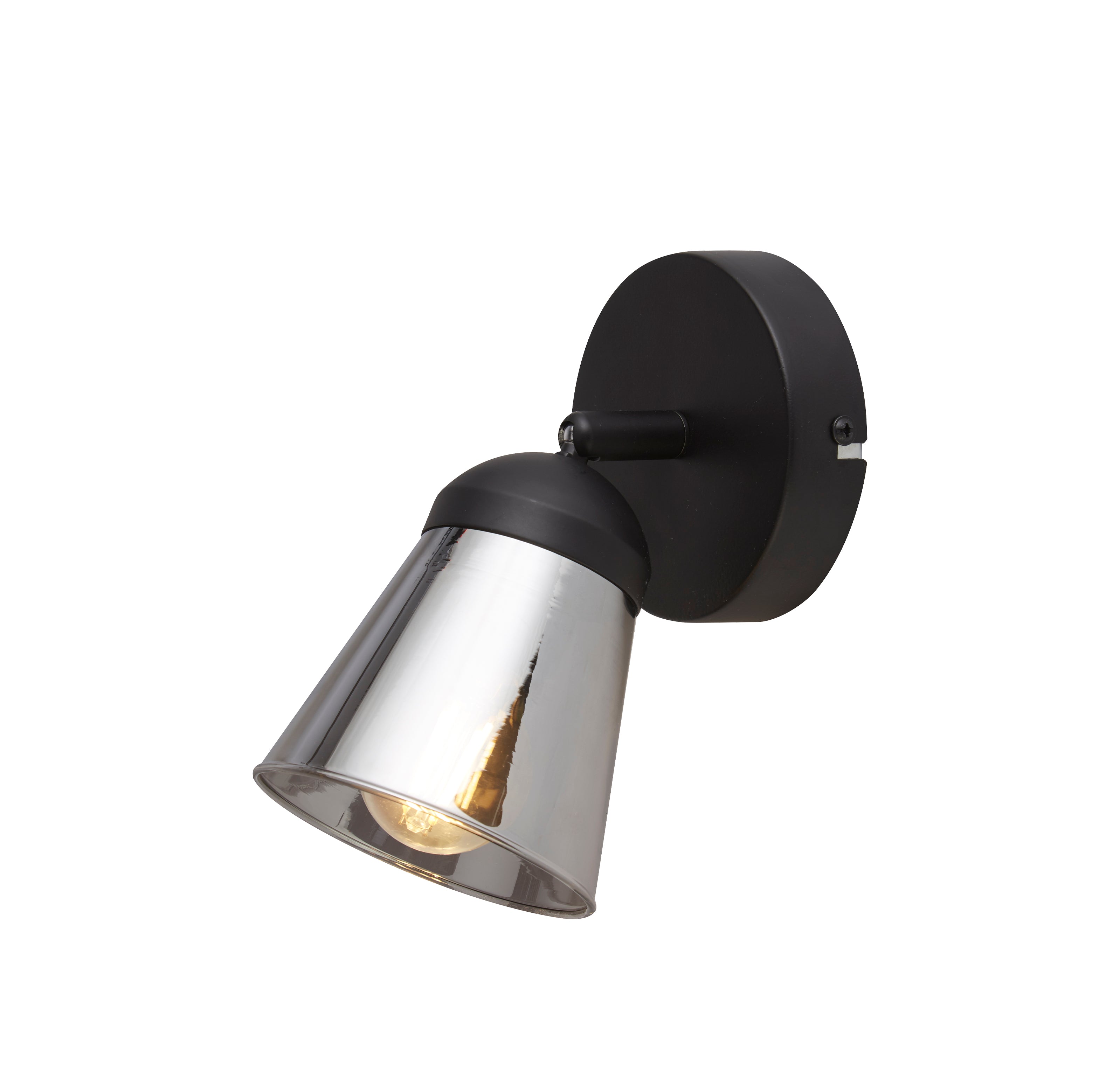 Searchlight Mega Spotlight Black Wall Light - Smoked Glass Shade