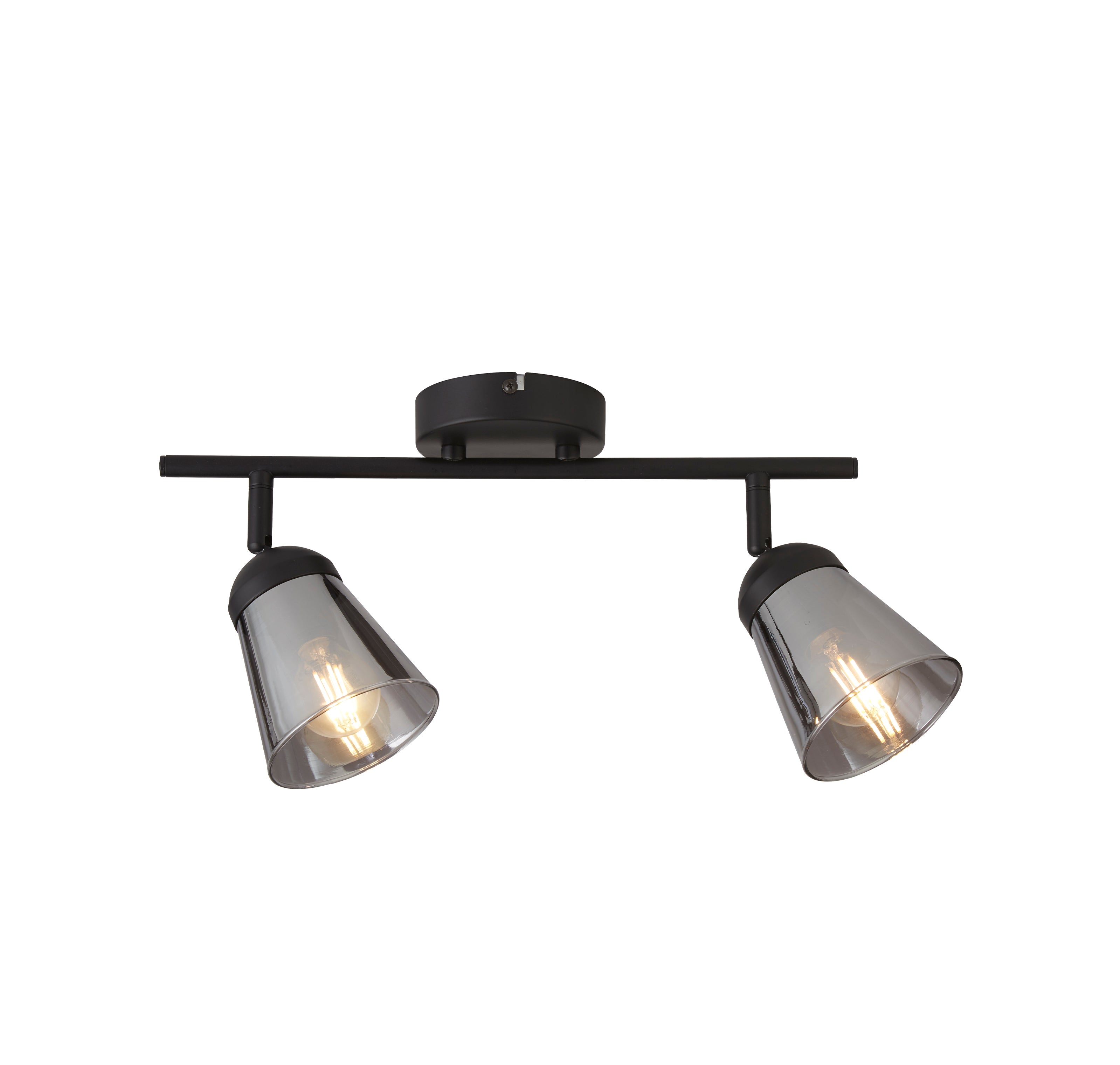 Searchlight Mega 2 Light Black Spotlight - Smoked Glass Shade