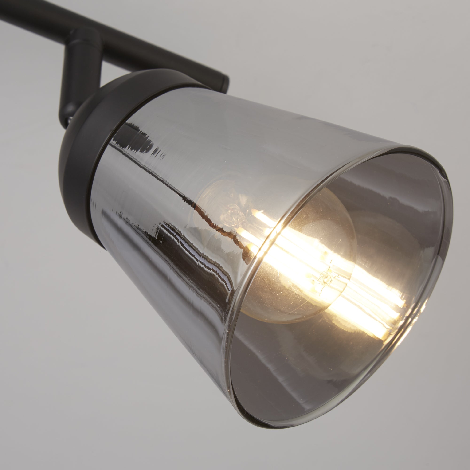 Searchlight Mega 2 Light Black Spotlight - Smoked Glass Shade