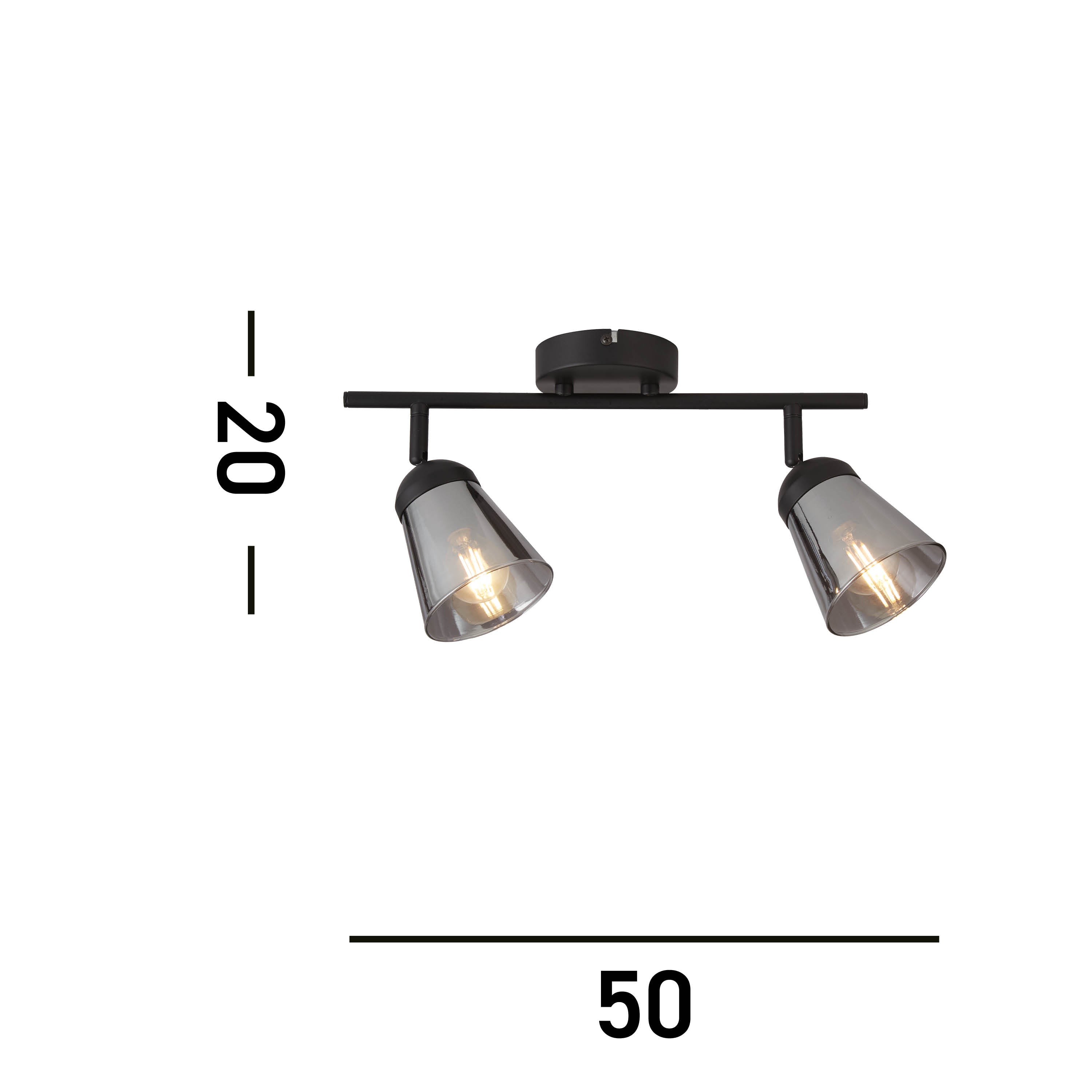 Searchlight Mega 2 Light Black Spotlight - Smoked Glass Shade