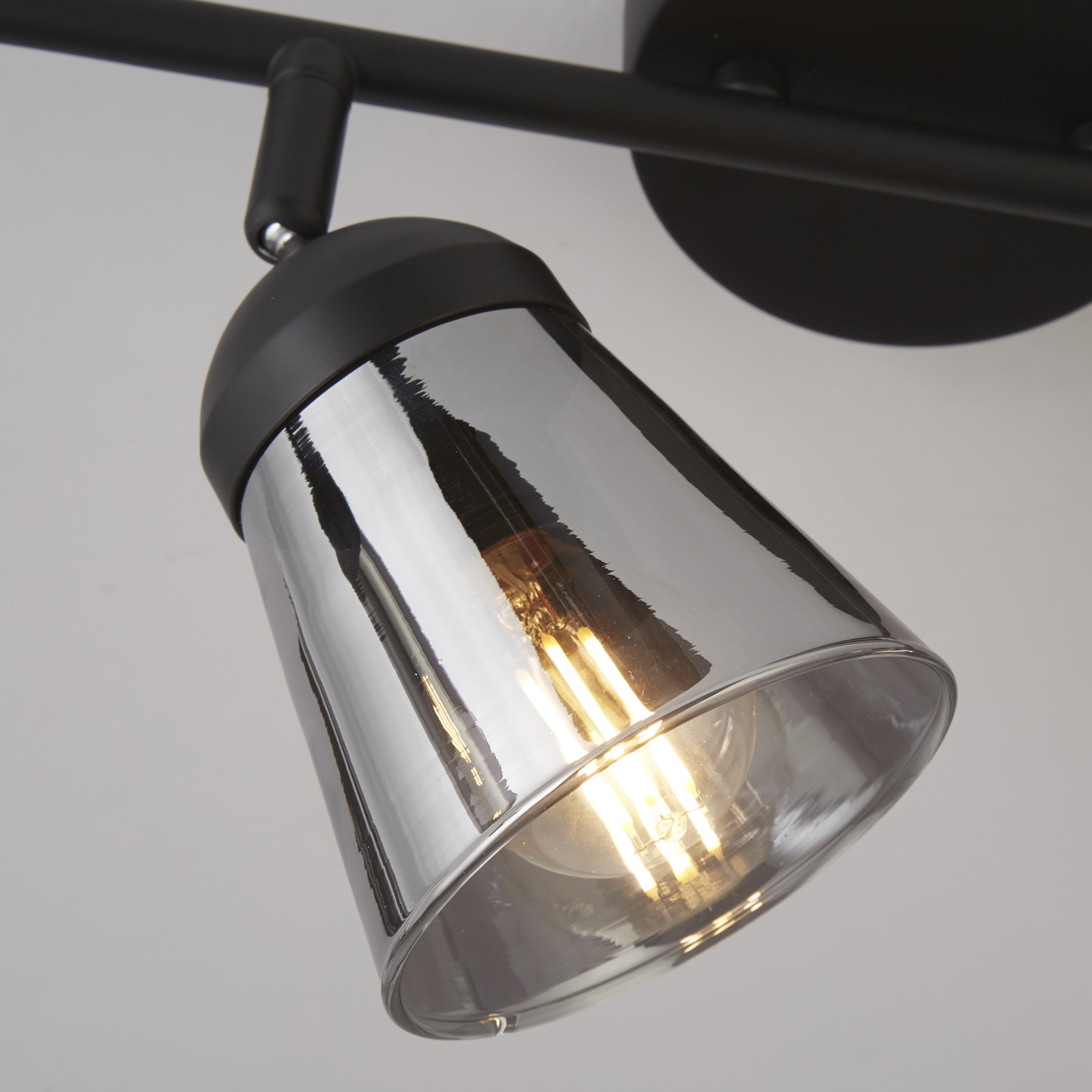 Searchlight Mega 4 Light Black Bar Spotlight - Smoked Glass Shade