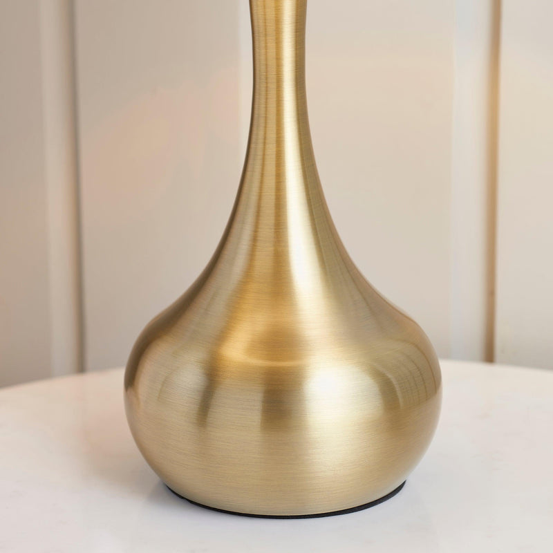 Endon Piccadilly Brass Table Lamp With Taupe Shade 61191 - Gold Lamp Base Detail