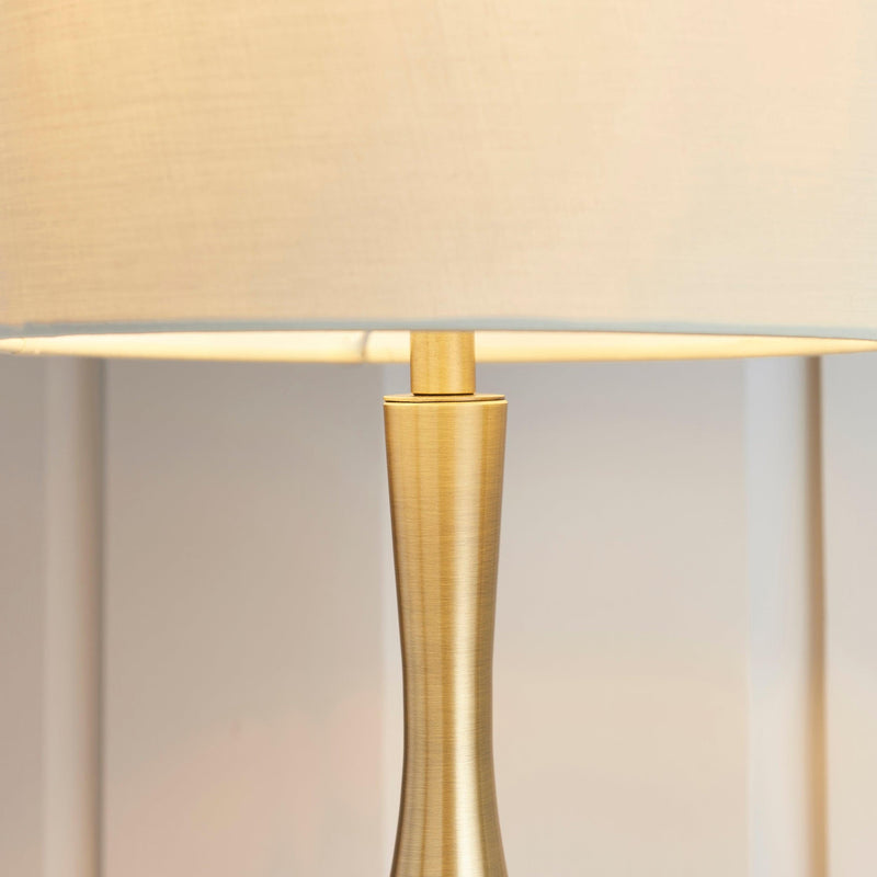 Endon Piccadilly Brass Table Lamp With Taupe Shade 61191 - Detail Base & Shade