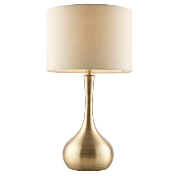Endon Piccadilly Brass Table Lamp With Taupe Shade 61191 -  Lit