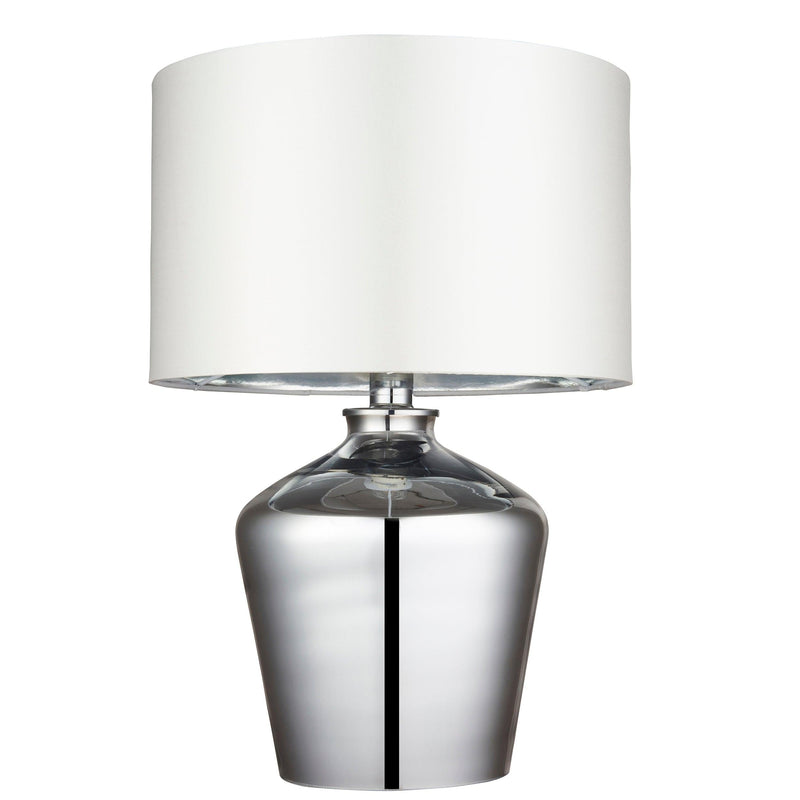 Endon Waldorf 1 Light Chrome Glass Table Lamp - Ivory Shade 61198 - unlit on a white background