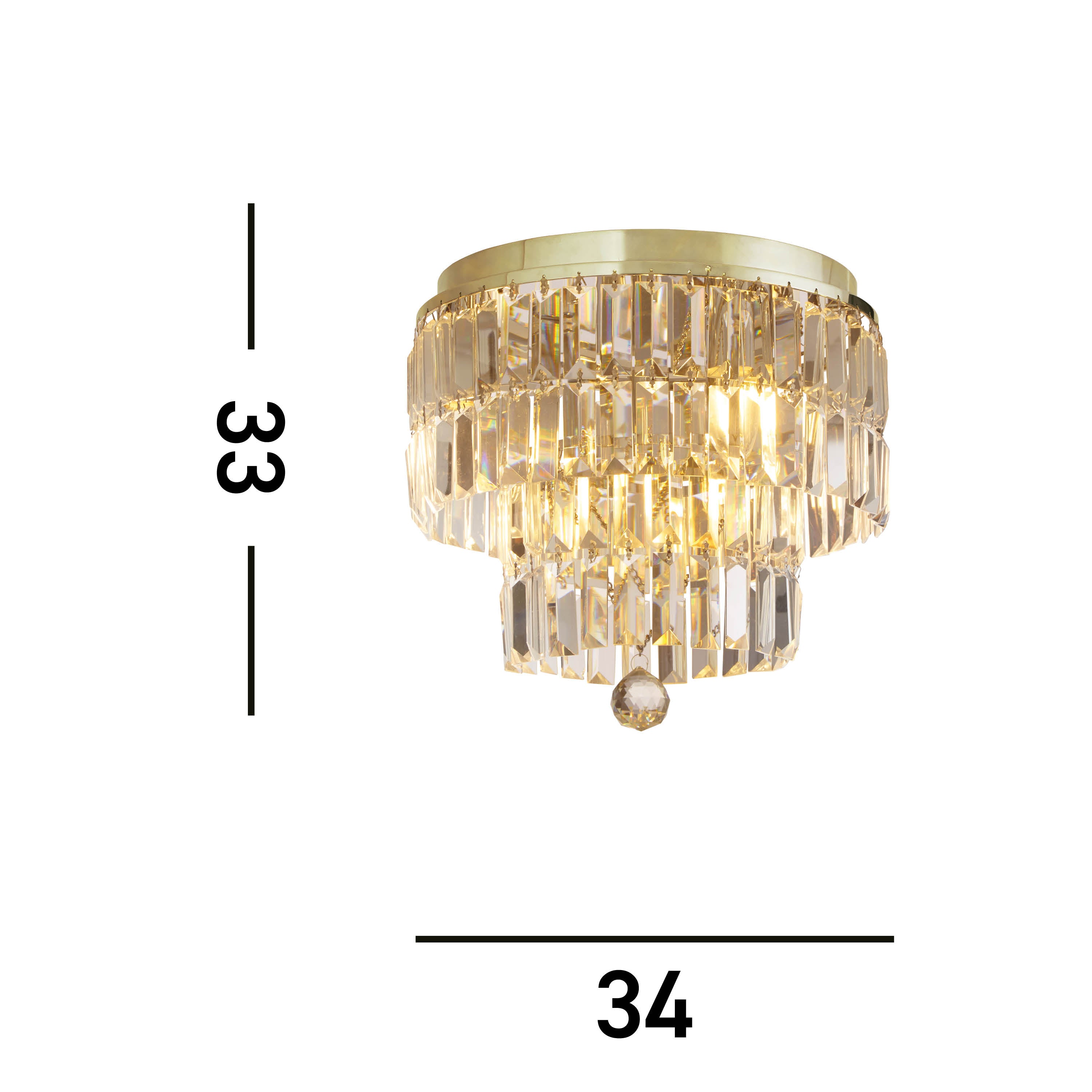 Searchlight Empire 4 Light Brass Flush - Champagne Crystal