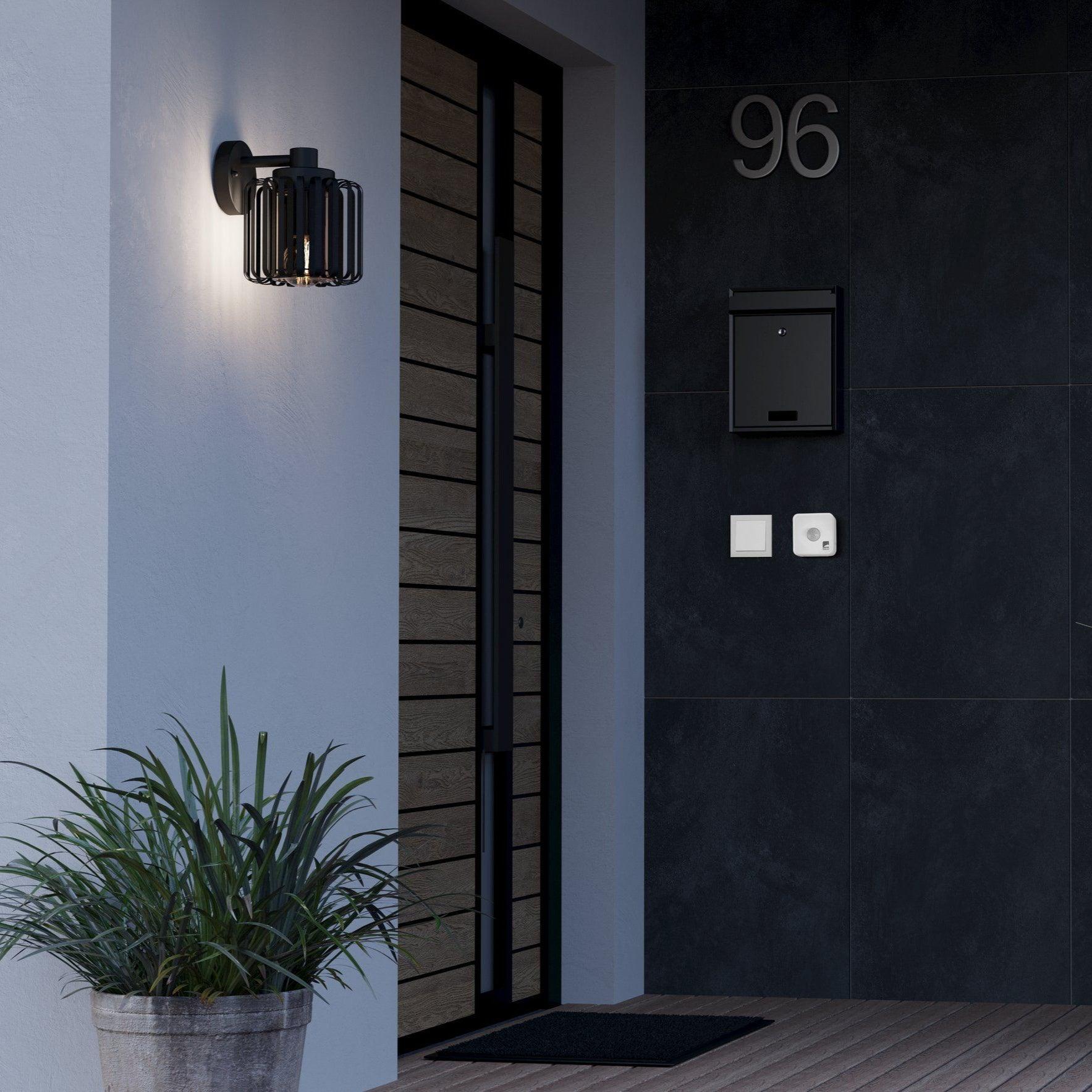 eglo selinus ip65 black outdoor wall light caged shade