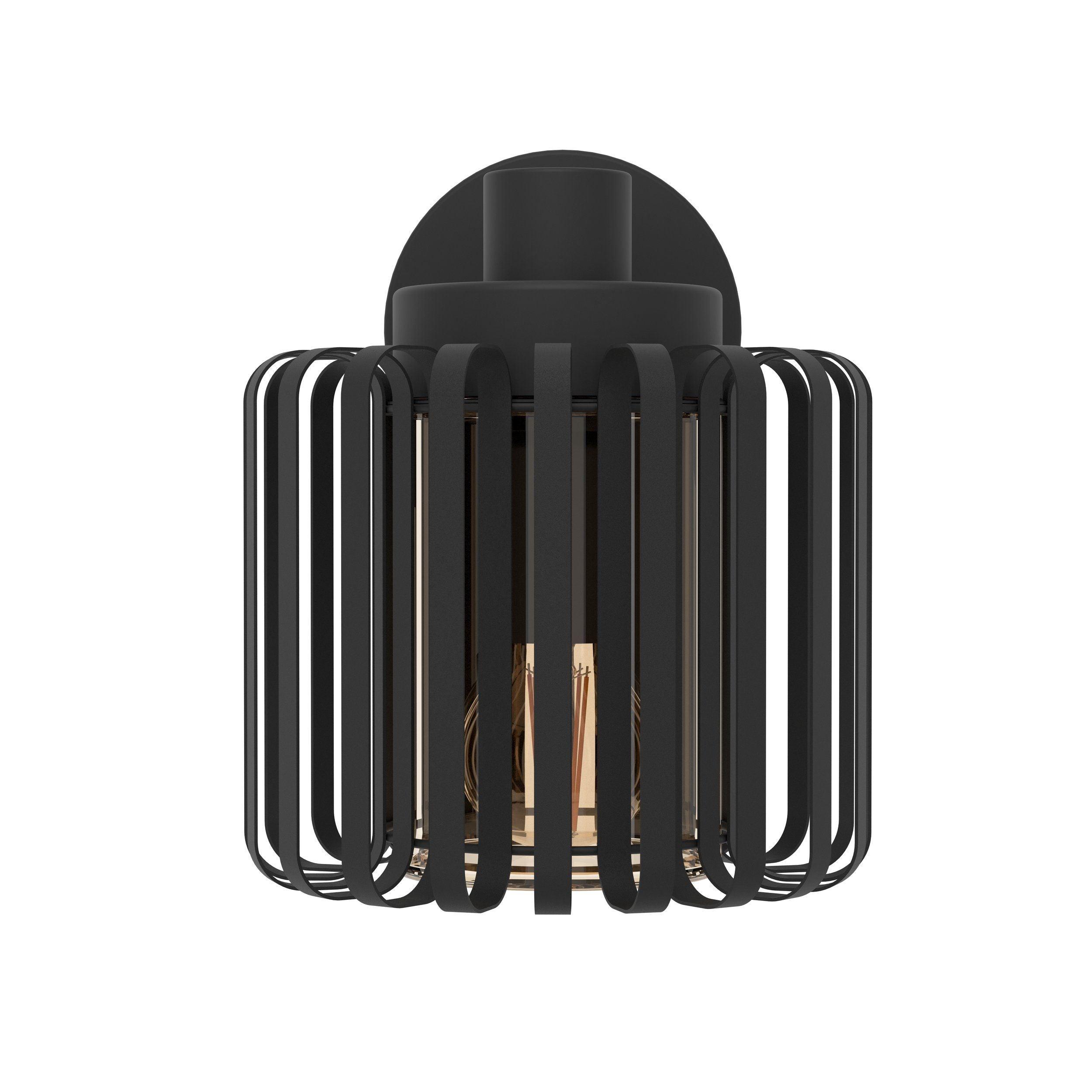 eglo selinus ip65 black outdoor wall light caged shade hallway lighting 
