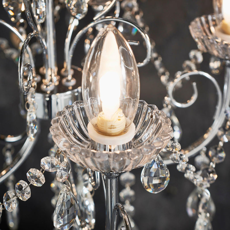 Tabitha Crystal Glass & Chrome 5 Light Bathroom Ceiling Light 61384 - Zoomed in showing detail