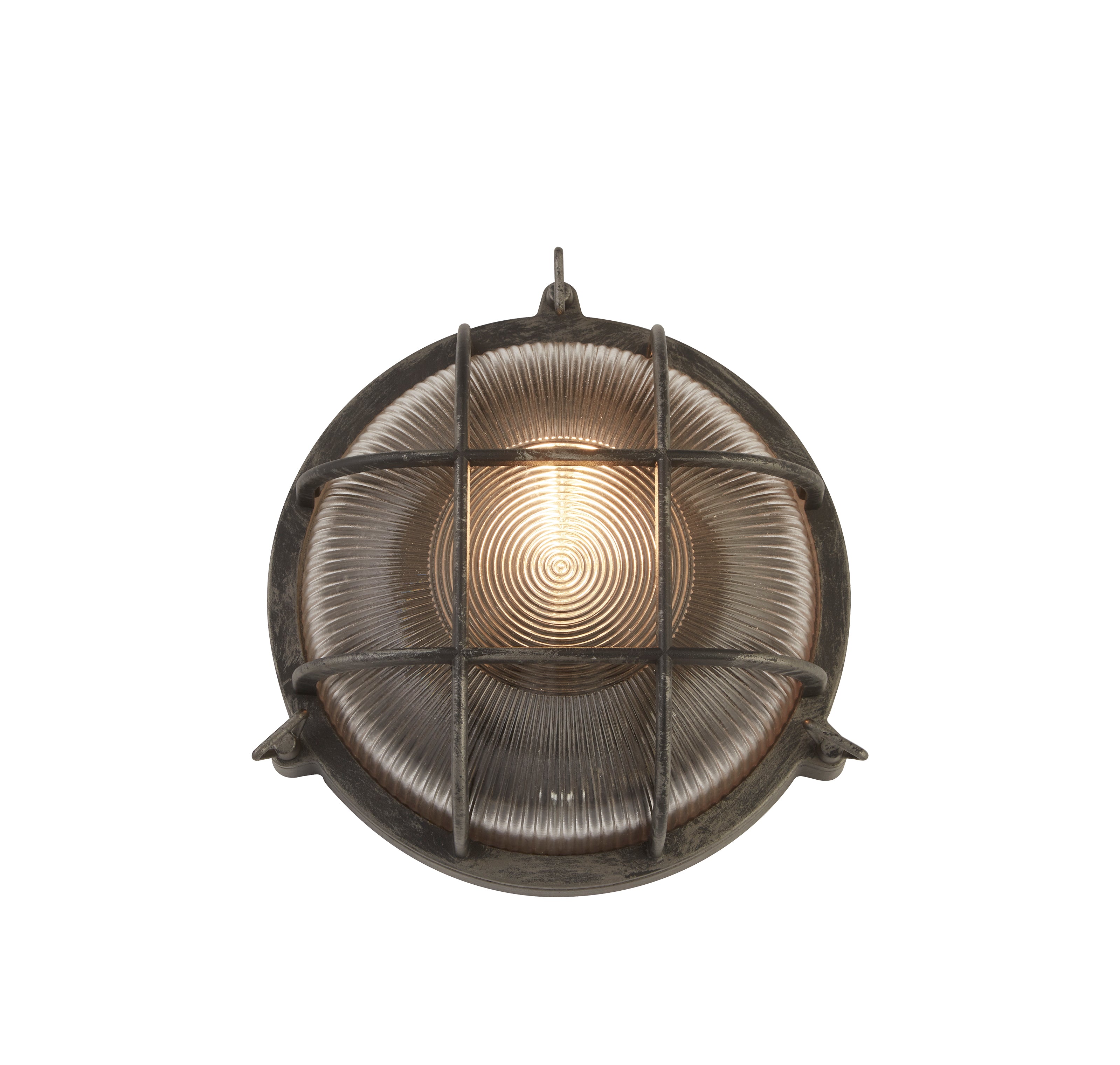 Searchlight Bulkhead Round Black & Silver Outdoor Wall Light