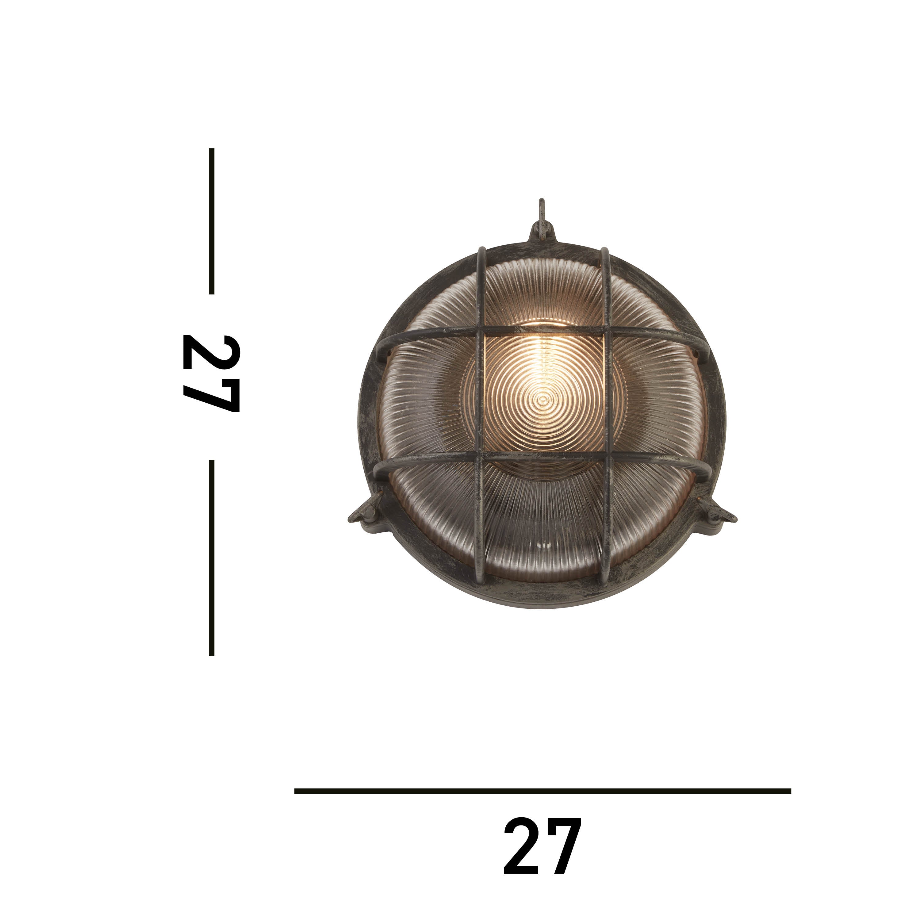 Searchlight Bulkhead Round Black & Silver Outdoor Wall Light