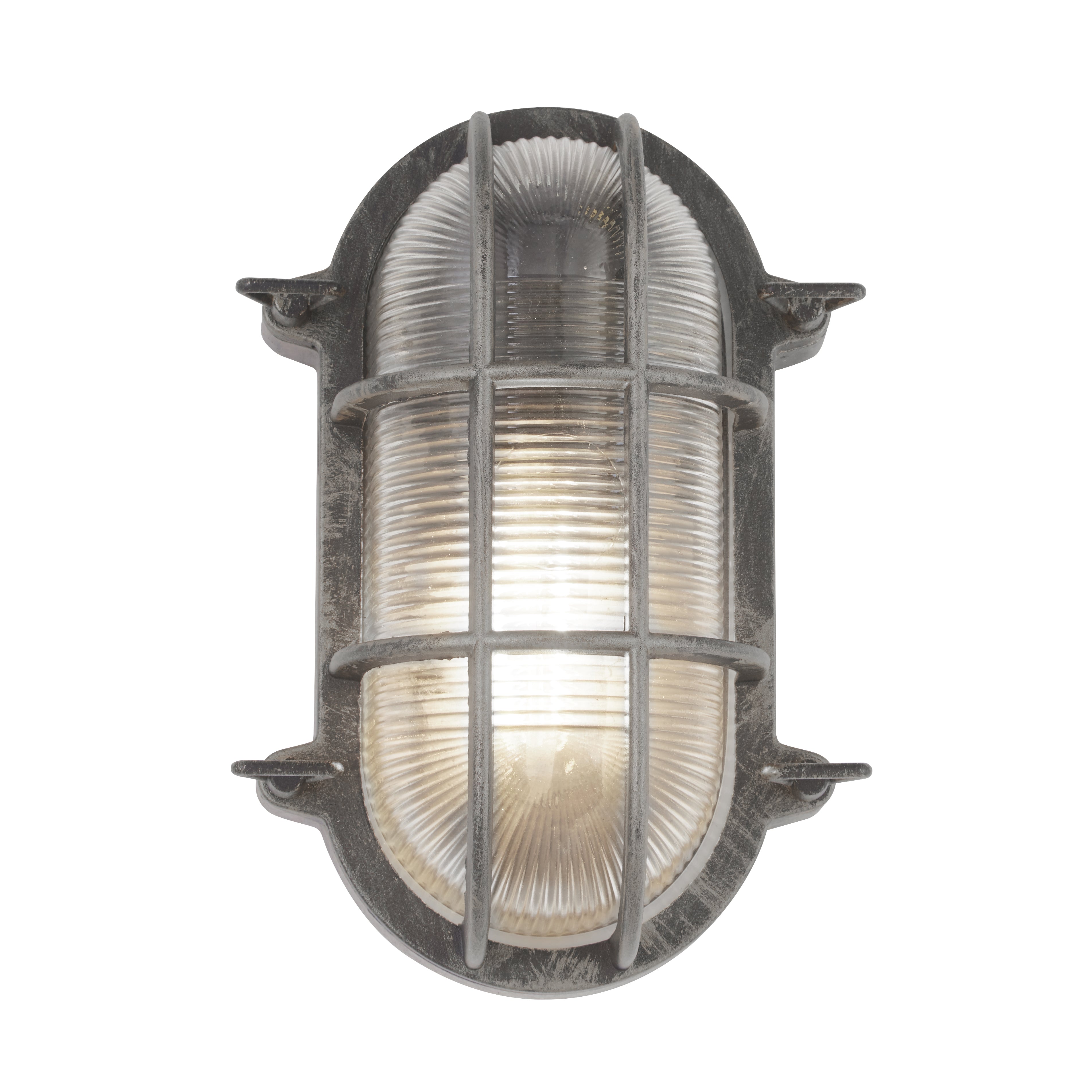 Searchlight Bulkhead Oval Black & Silver Outdoor Wall/Ceiling Light-WAREHOUSE-40-200326