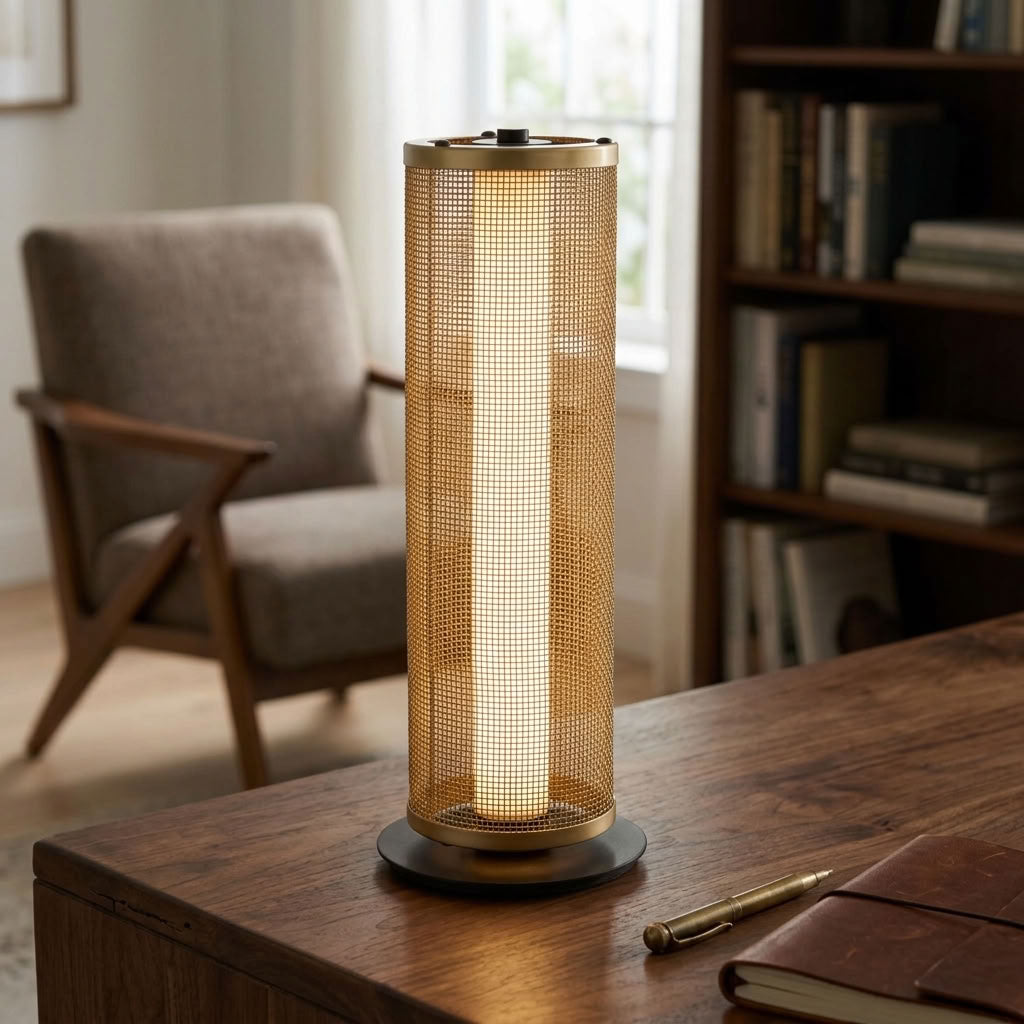 Thread, Gold Mesh & Matt Black, Table Lamp - Integrated LED