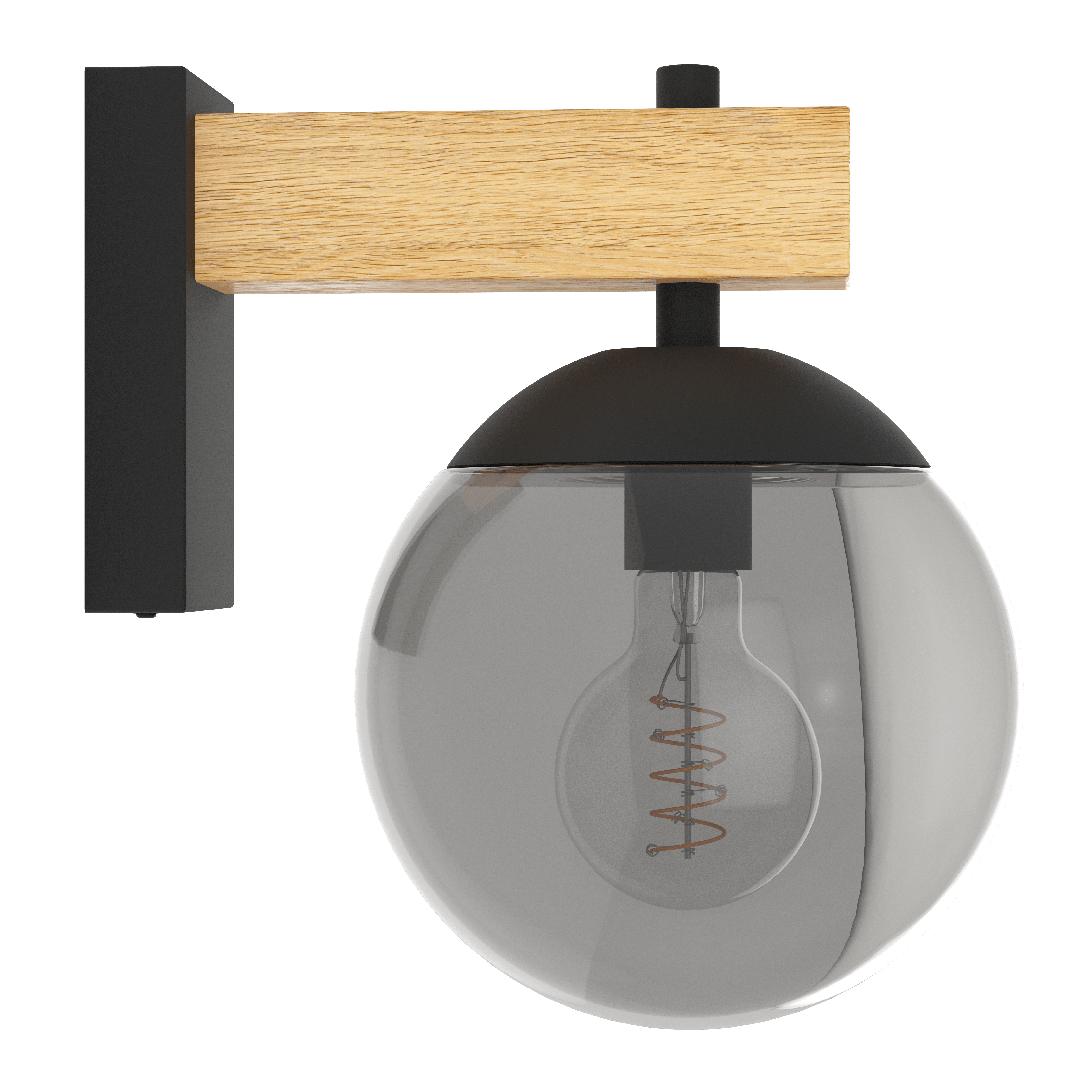 eglo bufalata ip44 black wooden outdoor wall light living room image