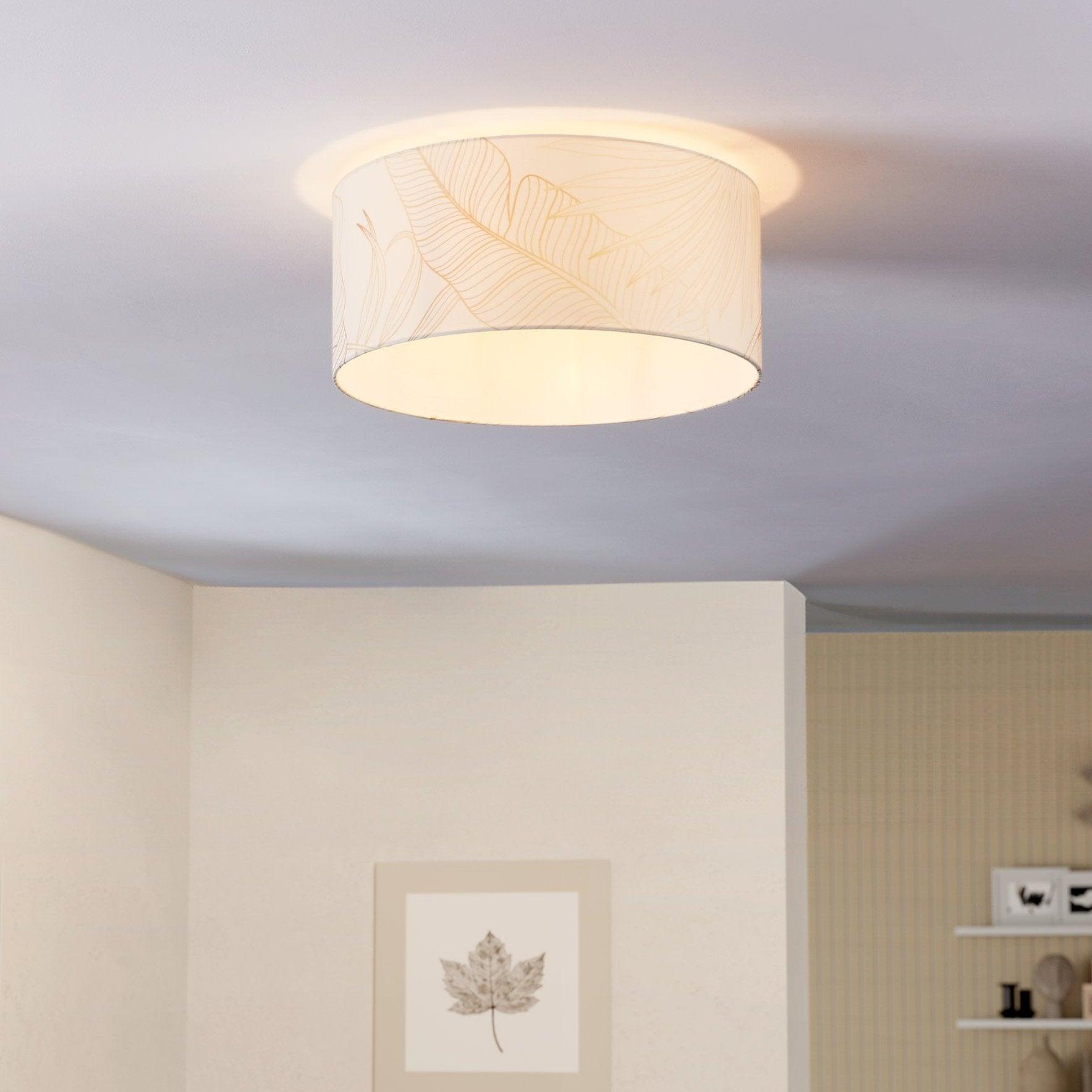 eglo bucamaranga white gold fabric flush ceiling lampshade
