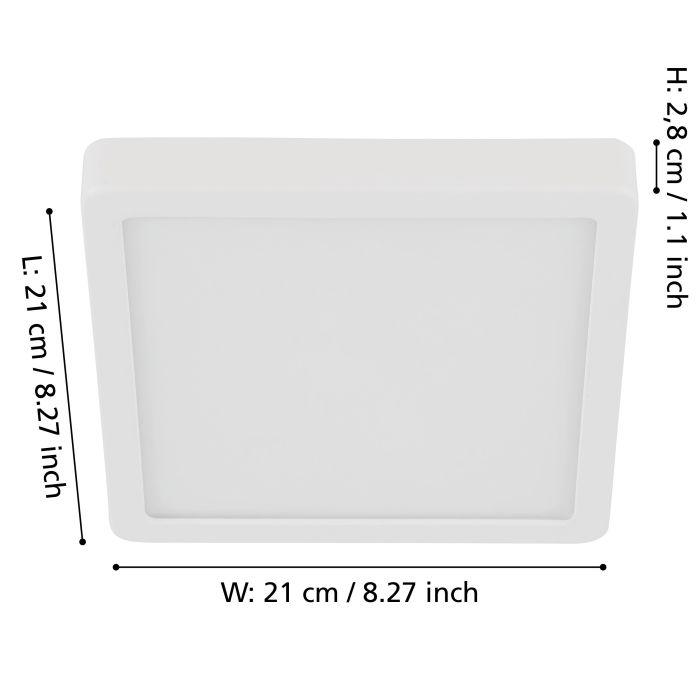 eglo fueva 5 white led ip44 square flush 21cm living room close up