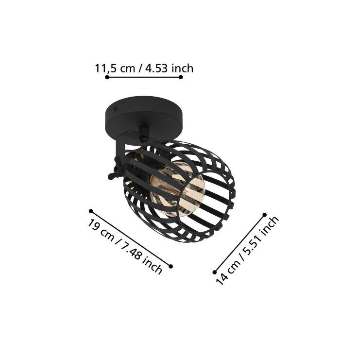 eglo girona black brass wall spotlight living room close up