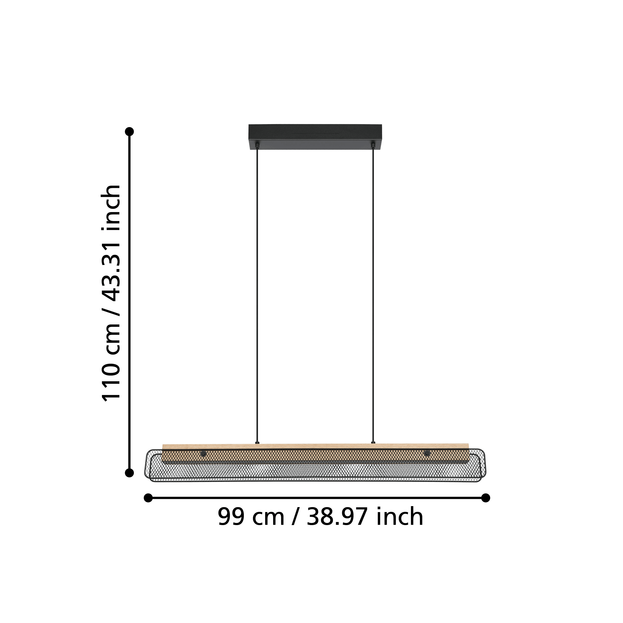 eglo connect kokomo z smart led rubberwood black metal mesh pendant living room close up