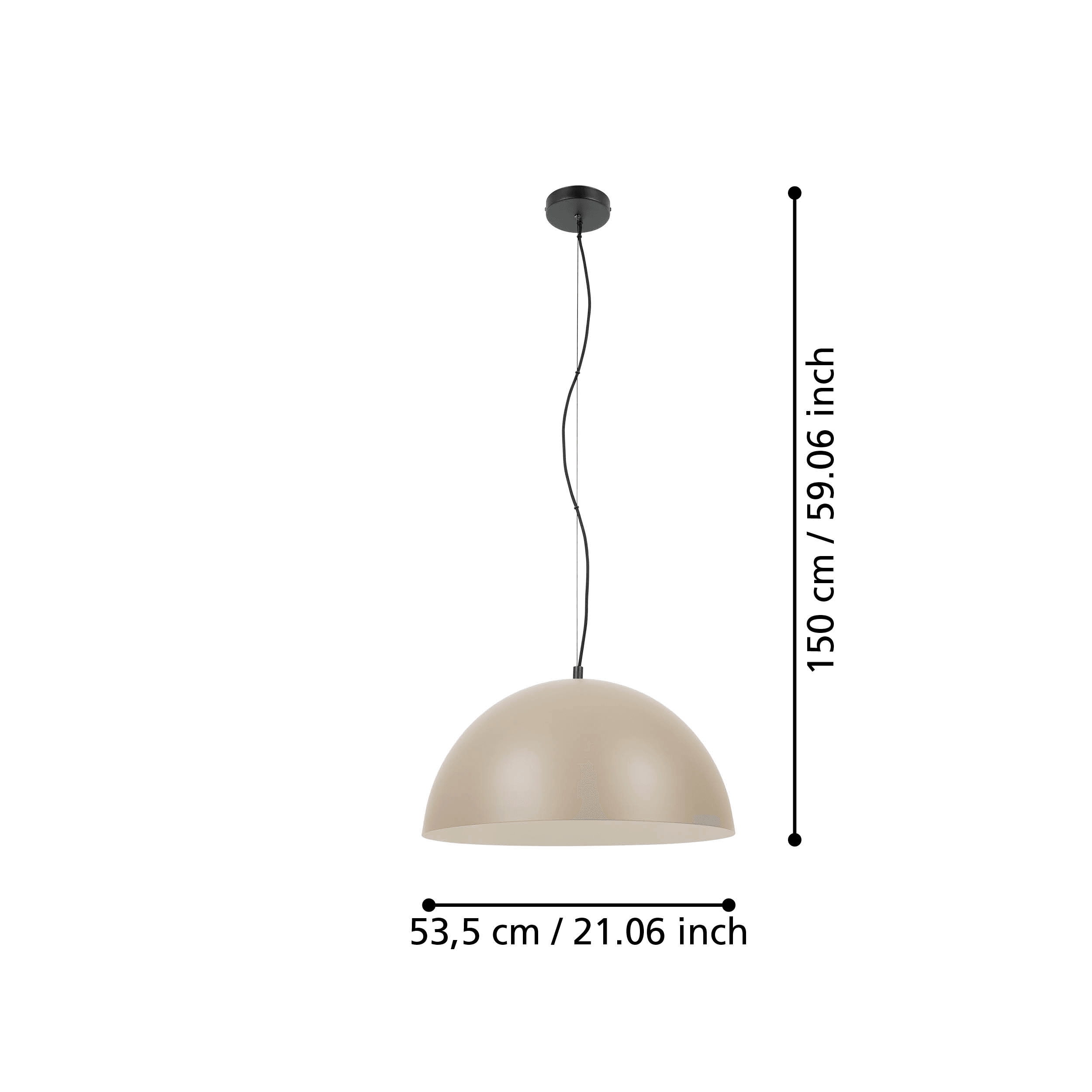 eglo gaetano 1 sand coloured round steel shade pendant kitchen lighting 