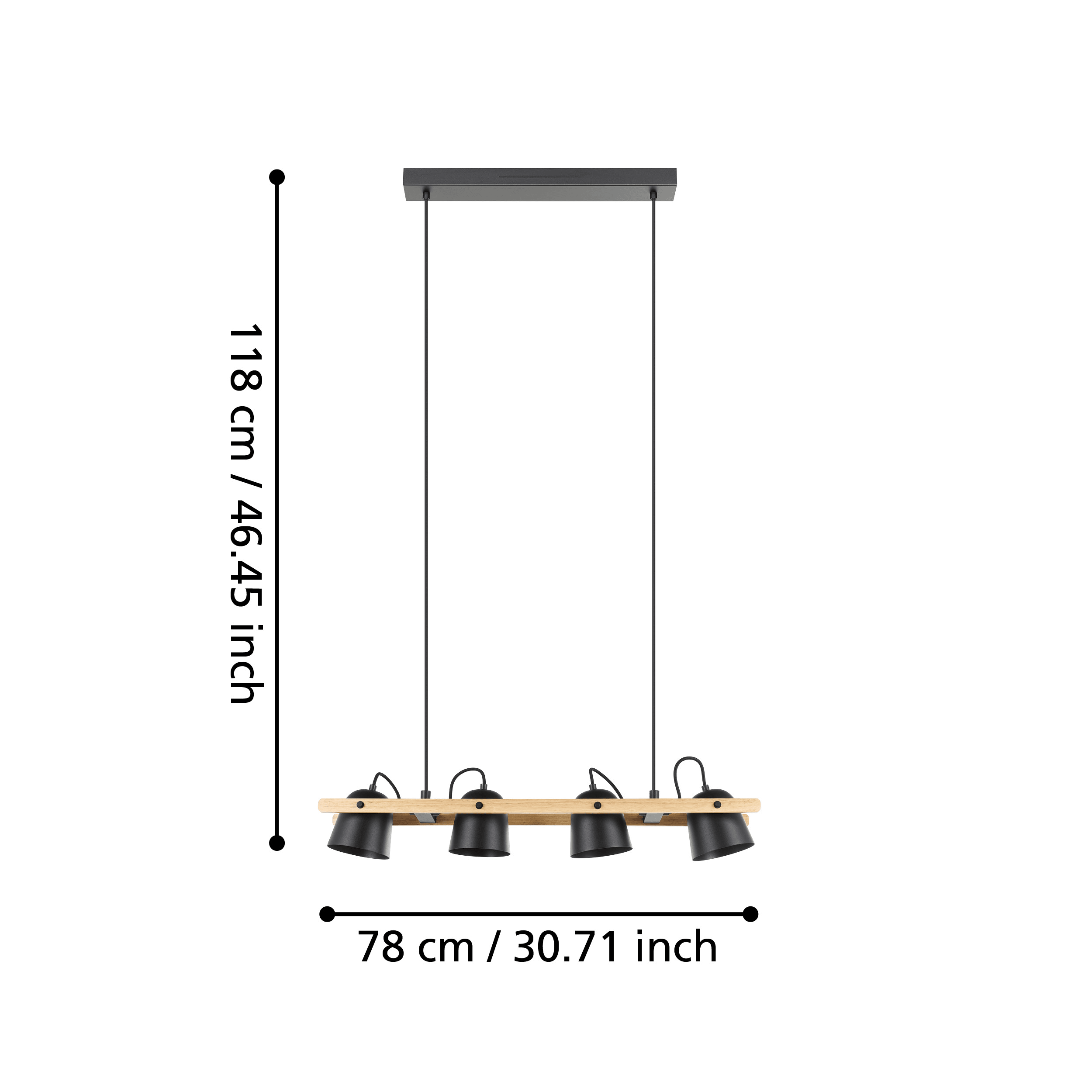 eglo connect hornwood z smart led wood black metal pendant living room close up