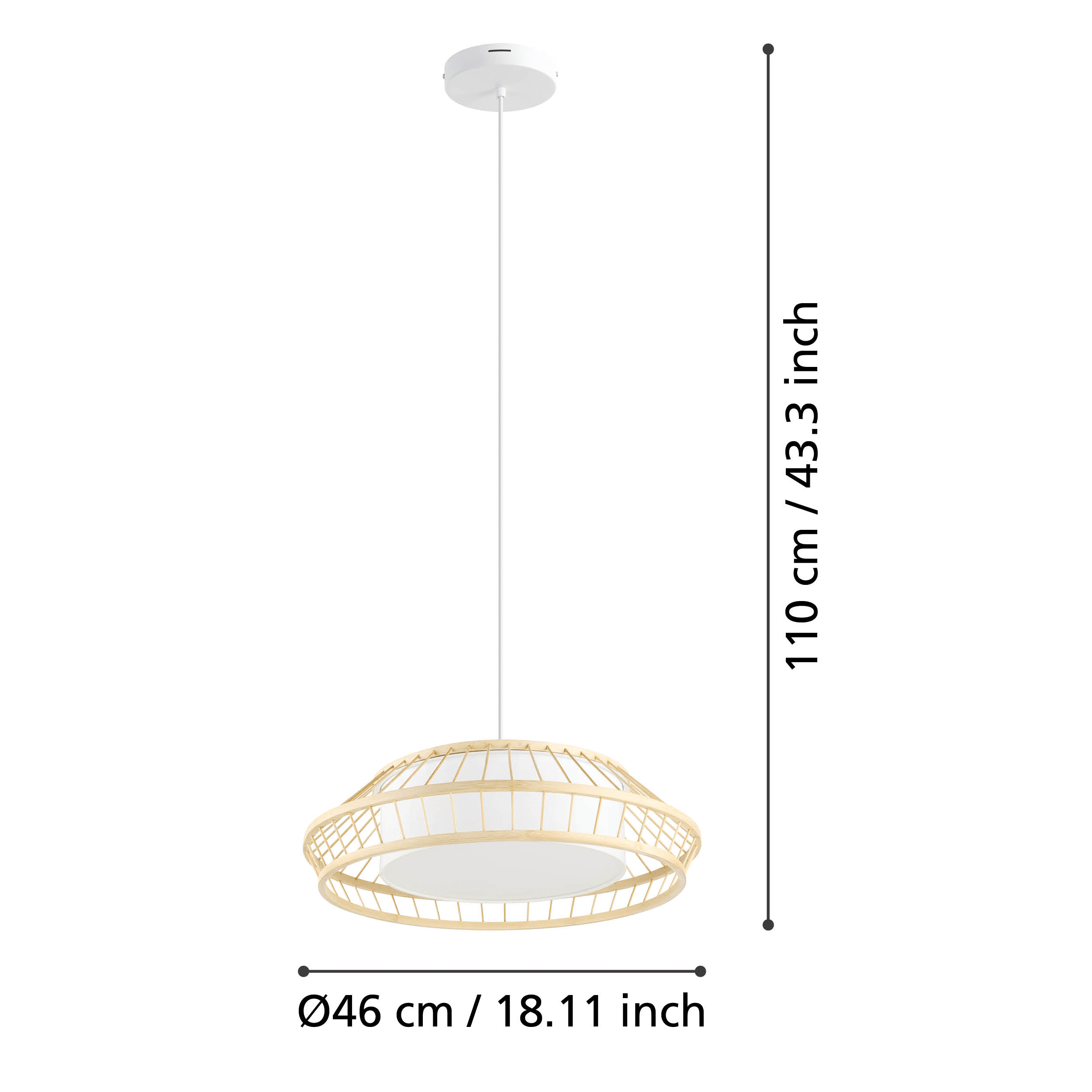 eglo connect yuku z smart led wood fabric ceiling pendant living room close up