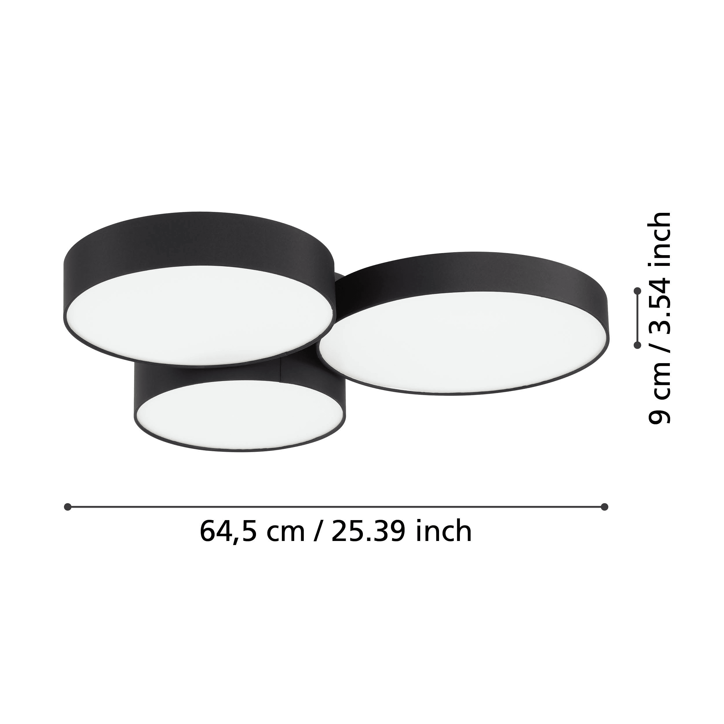 eglo connect barbano z smart led 3 light black ceiling flush kitchen lighting 