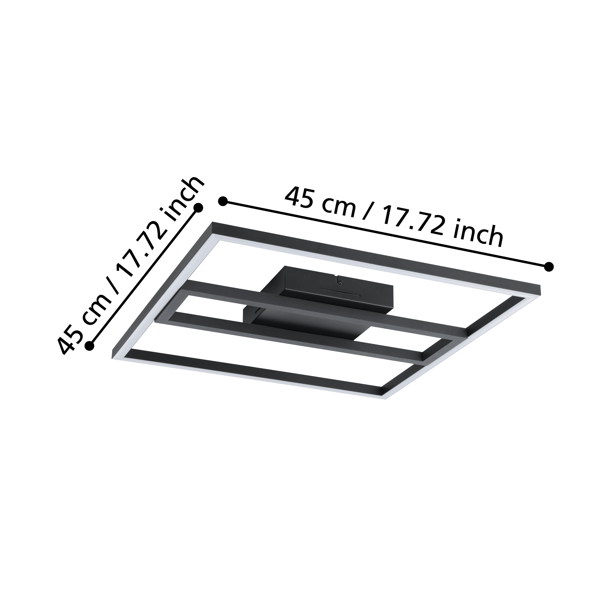 eglo connect calagrano z smart square black ceiling flush 45cm living room close up