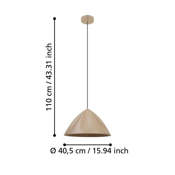 eglo podere conical sand metal japandi pendant living room close up