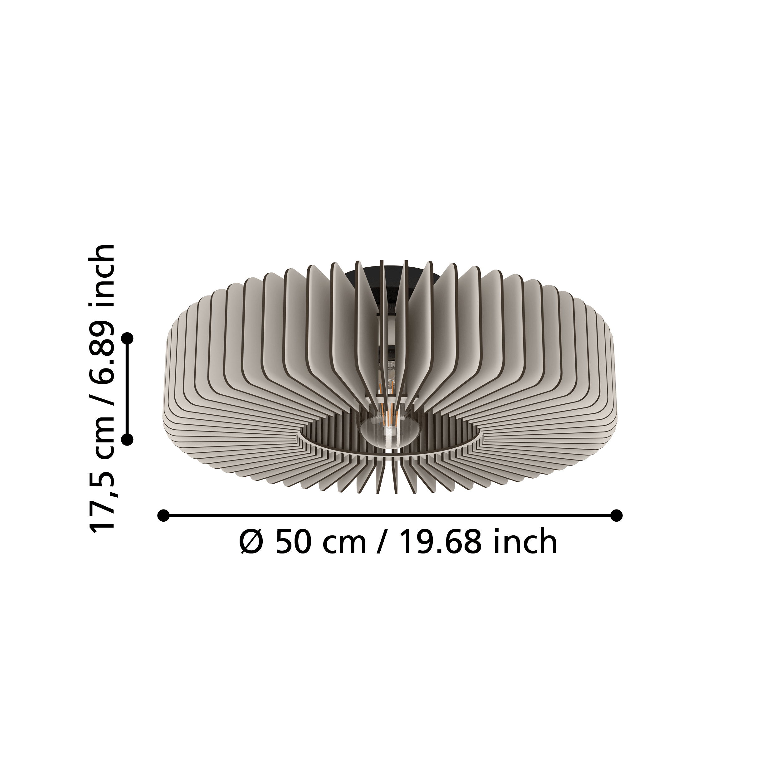 eglo palombaia grey wooden flush ceiling light 50cm living room close up