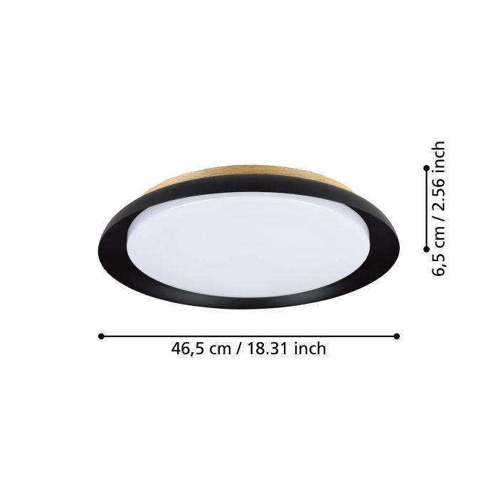 eglo penjamo 1 black round led ceiling flush living room close up