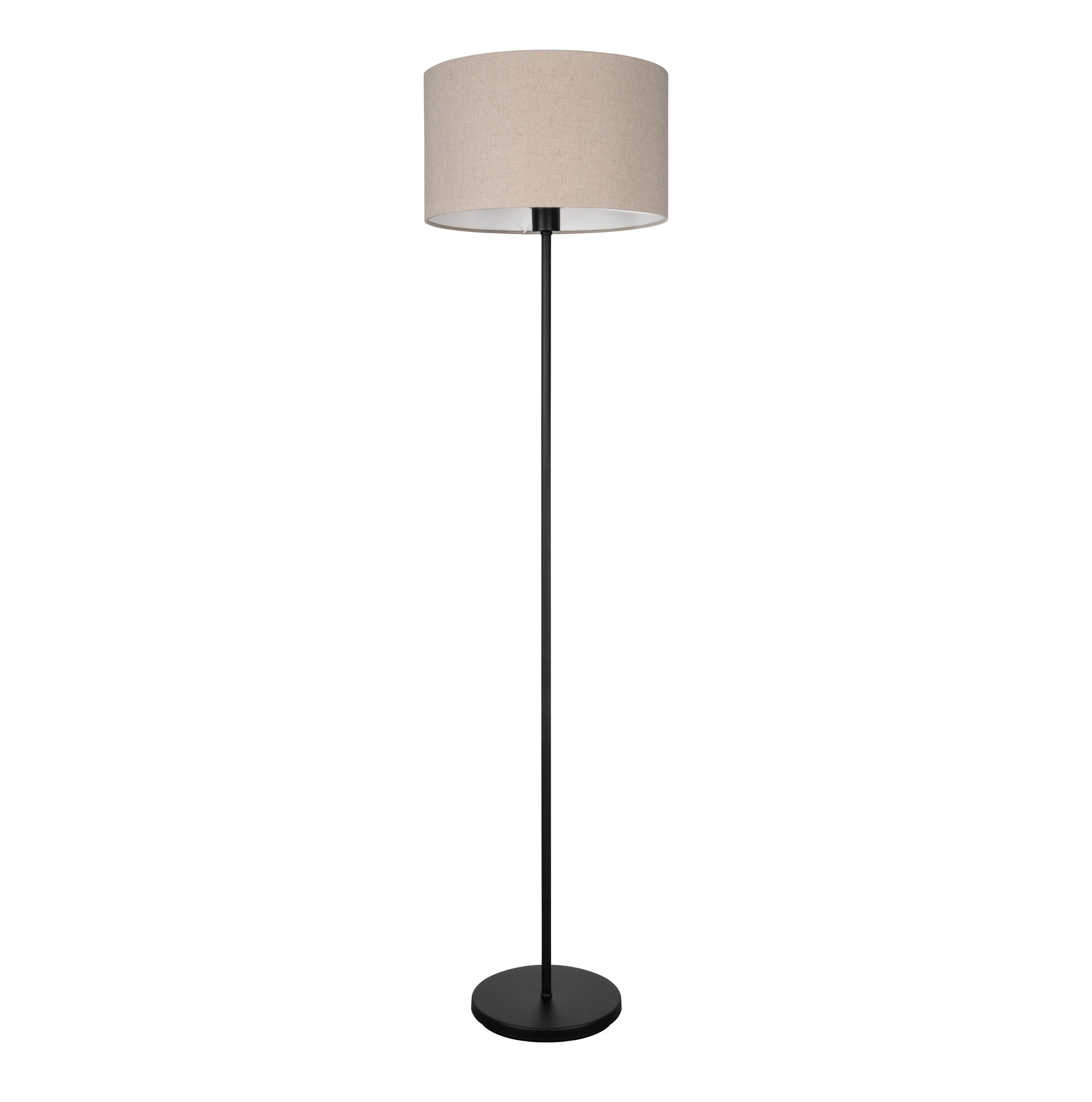 Eglo Feniglia Black Floor Lamp With Natural Linen Shade