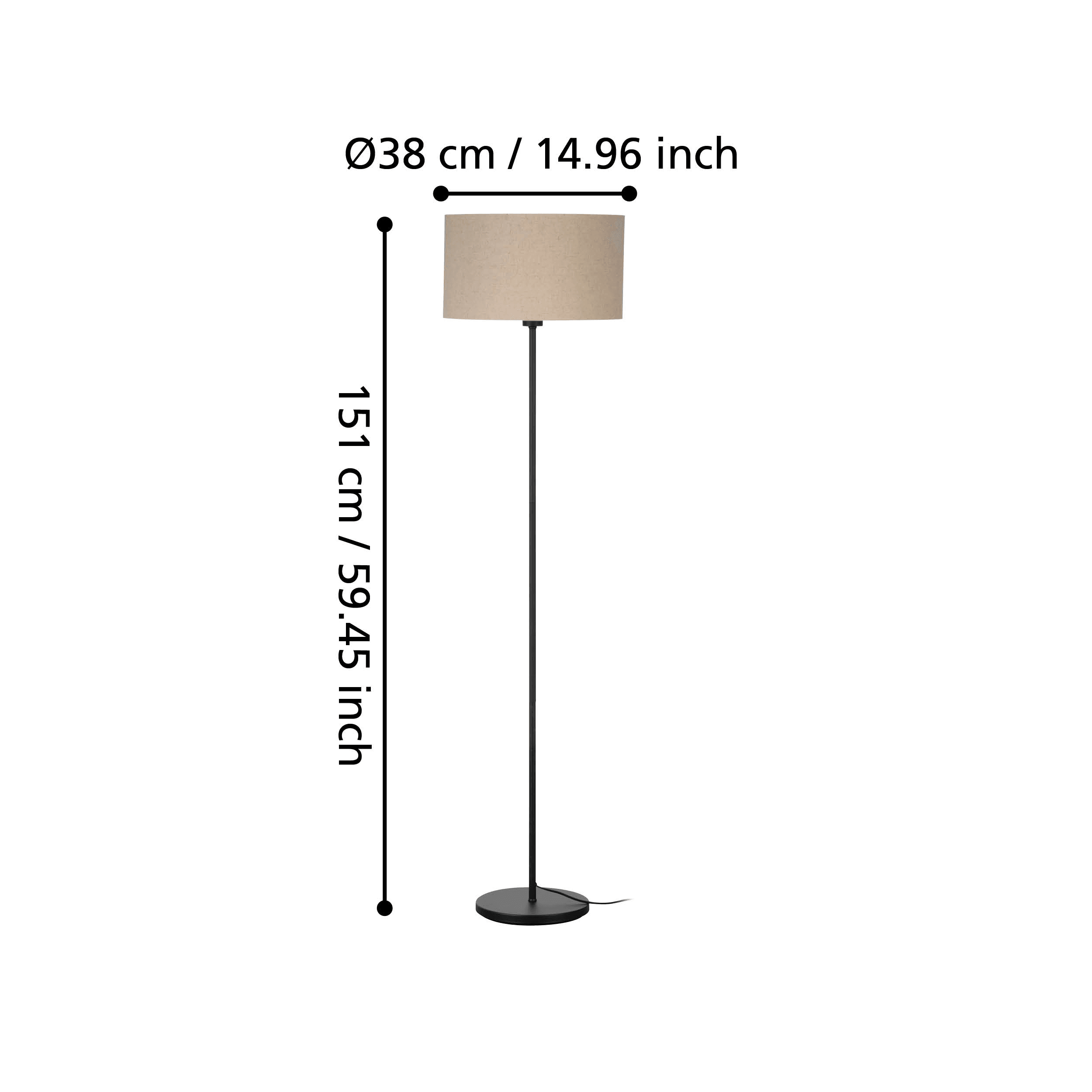 eglo feniglia black floor lamp with natural linen shade living room image