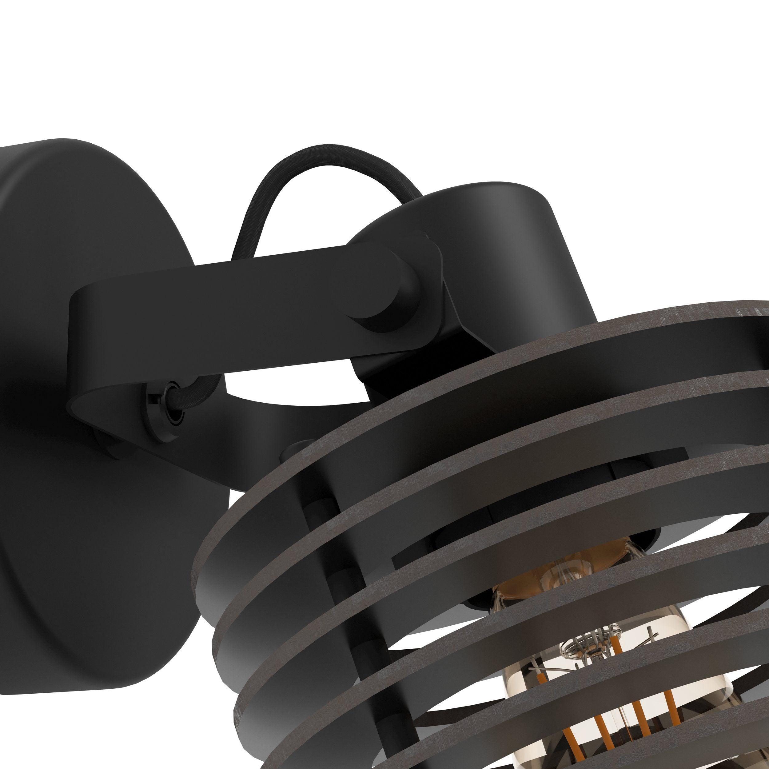 eglo segovia black steel wood wall spotlight hallway lighting 