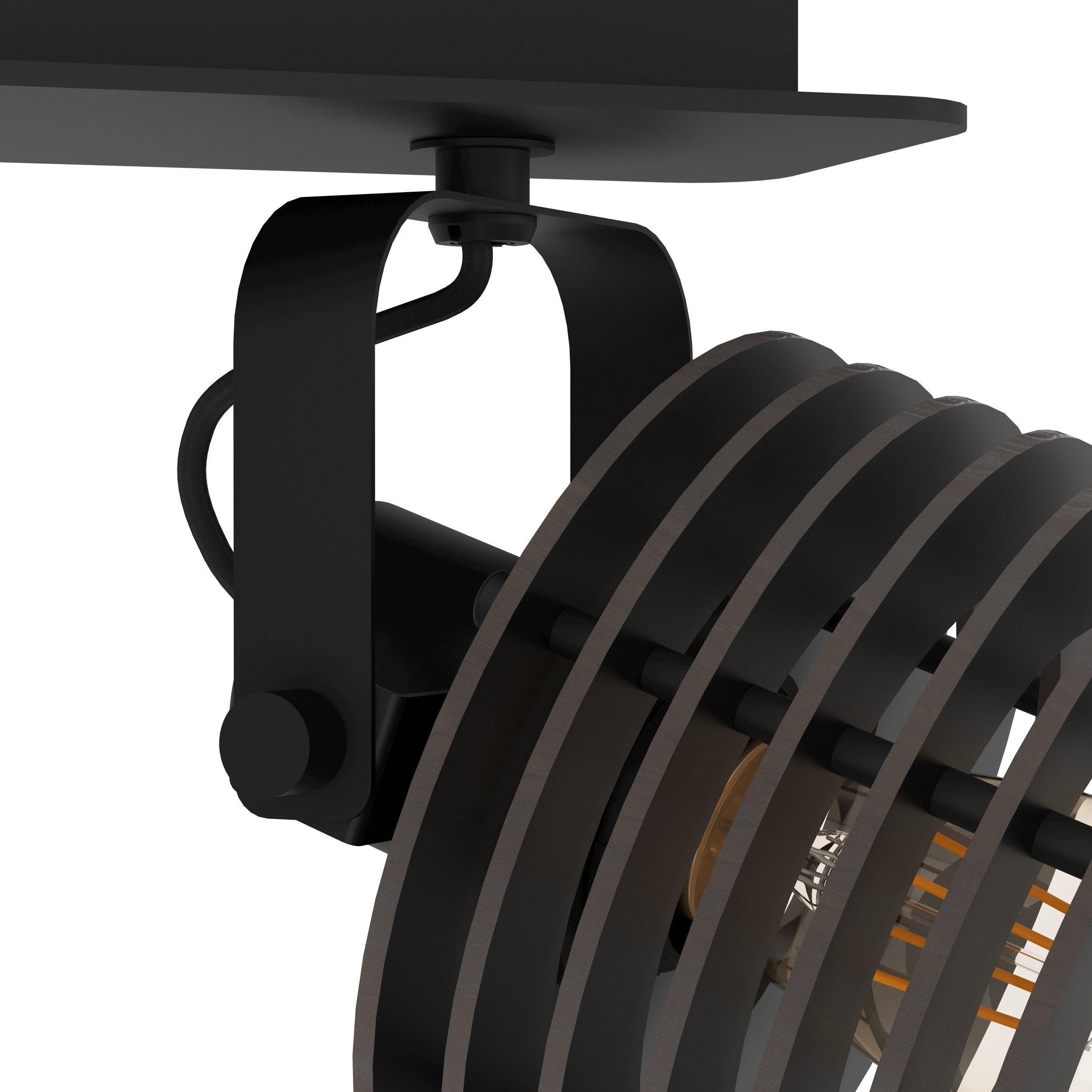 eglo segovia black steel wood 2 light bar spotlight hallway lighting 