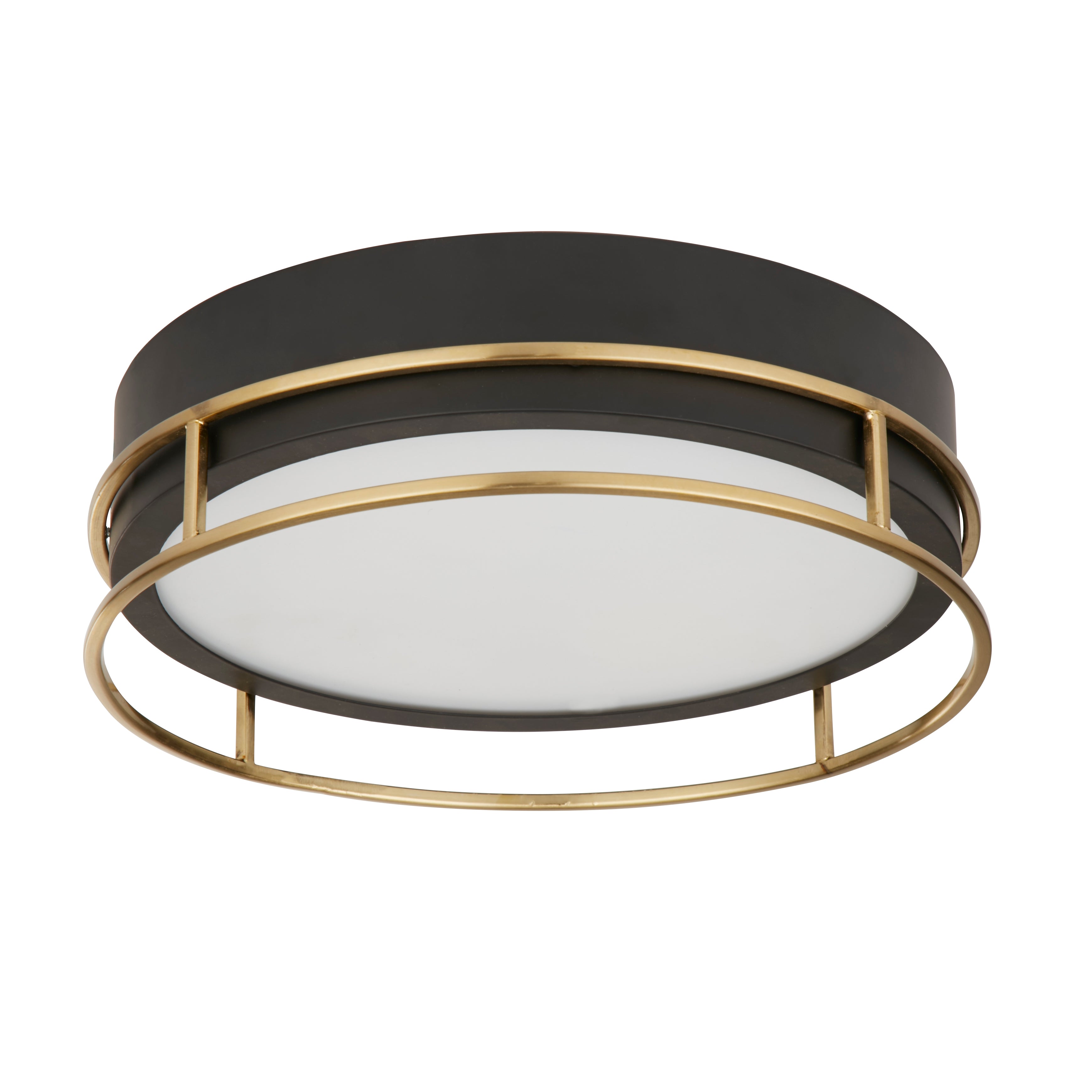 Searchlight Phoenix 2 Light Black & Brass Flush
