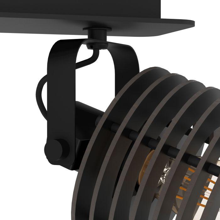 eglo segovia black steel wood 3 light bar spotlight hallway lighting 