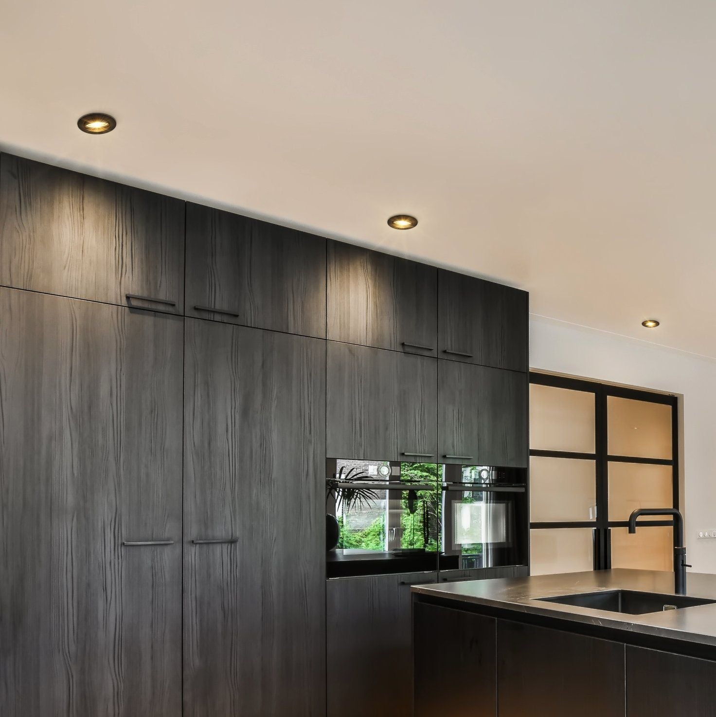 Eglo Pineda Set of 3 Black LED Recessed Spot Lights - 8.4cm by Eglo Lighting — suits kitchens, living rooms & bedrooms