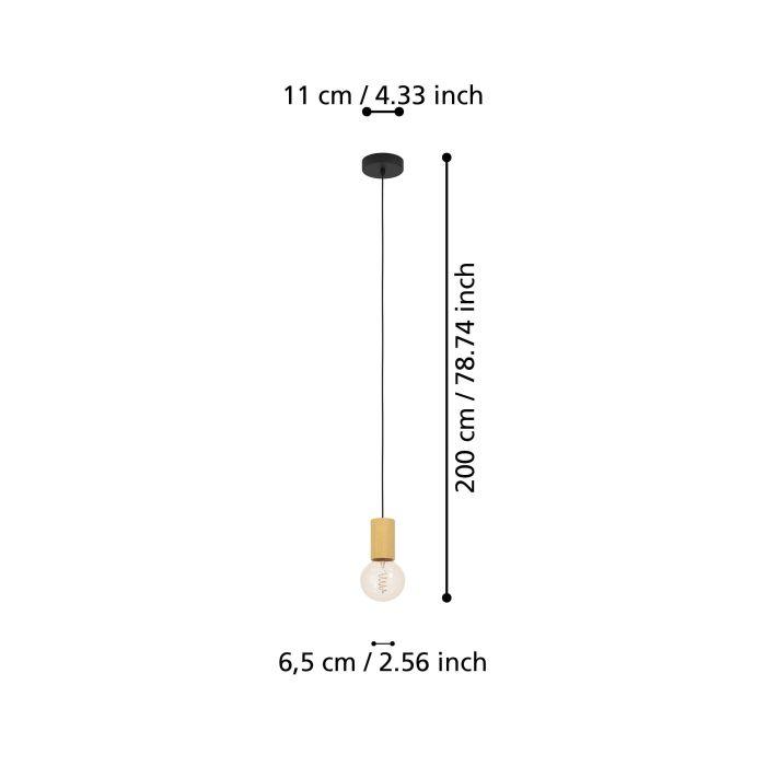 eglo pozueta 1 wood lamp holder cable ceiling pendant living room close up