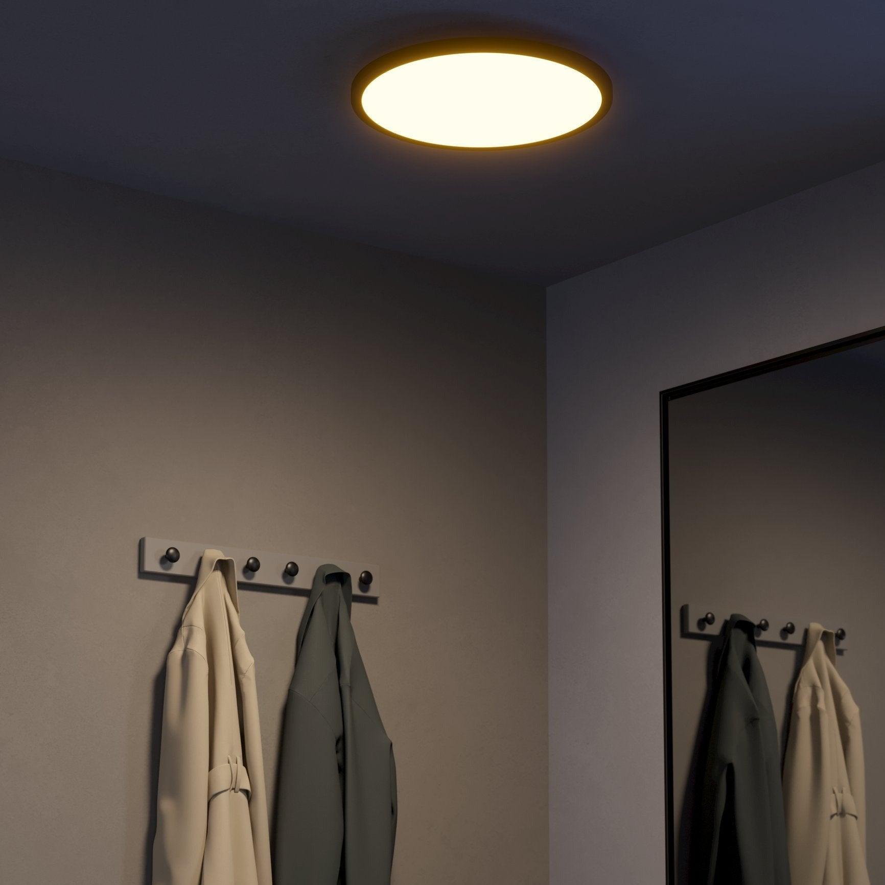 eglo connect sarsina z smart black round led flush ceiling light 45cm living room image