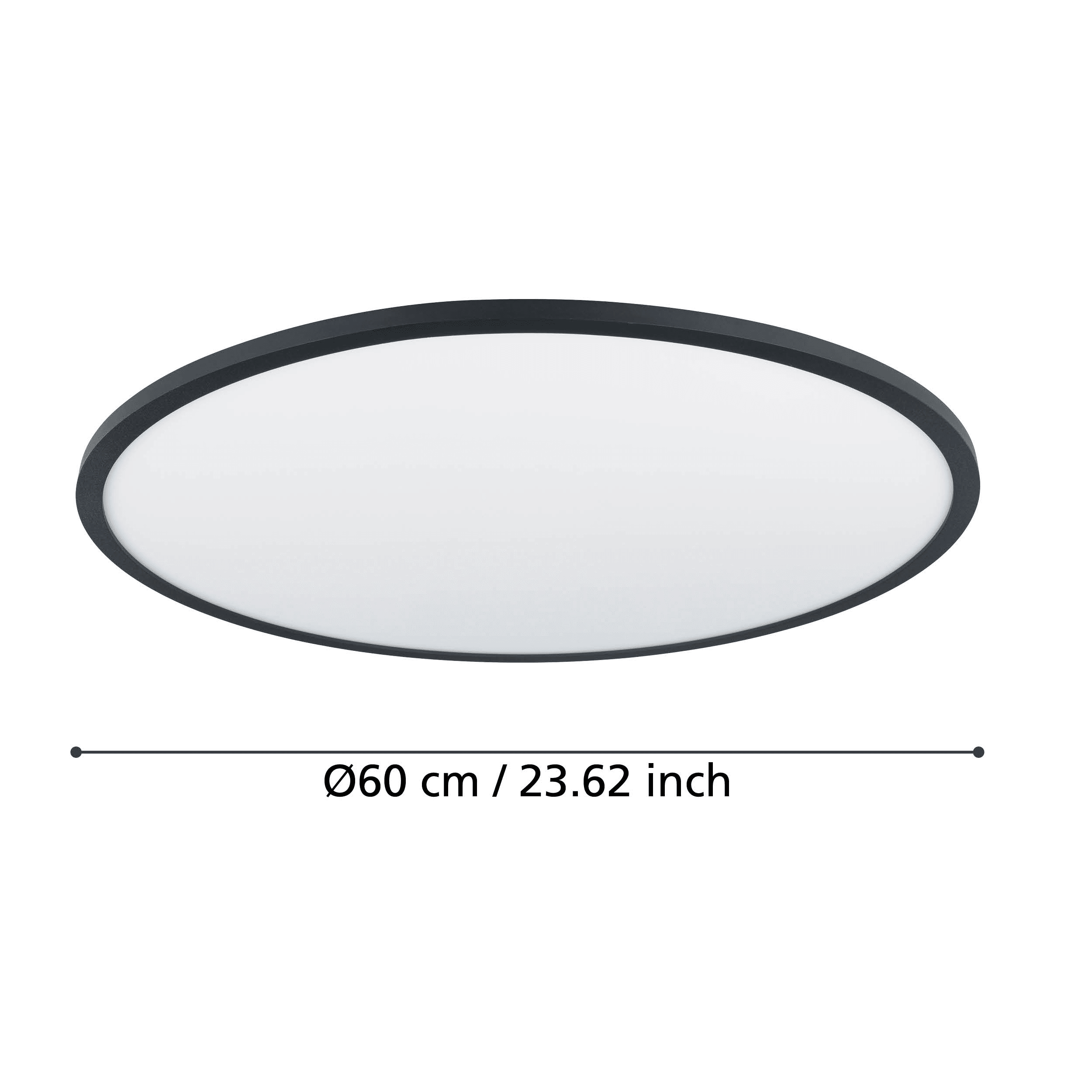eglo connect sarsina z smart led black round ceiling flush 60cm kitchen lighting 